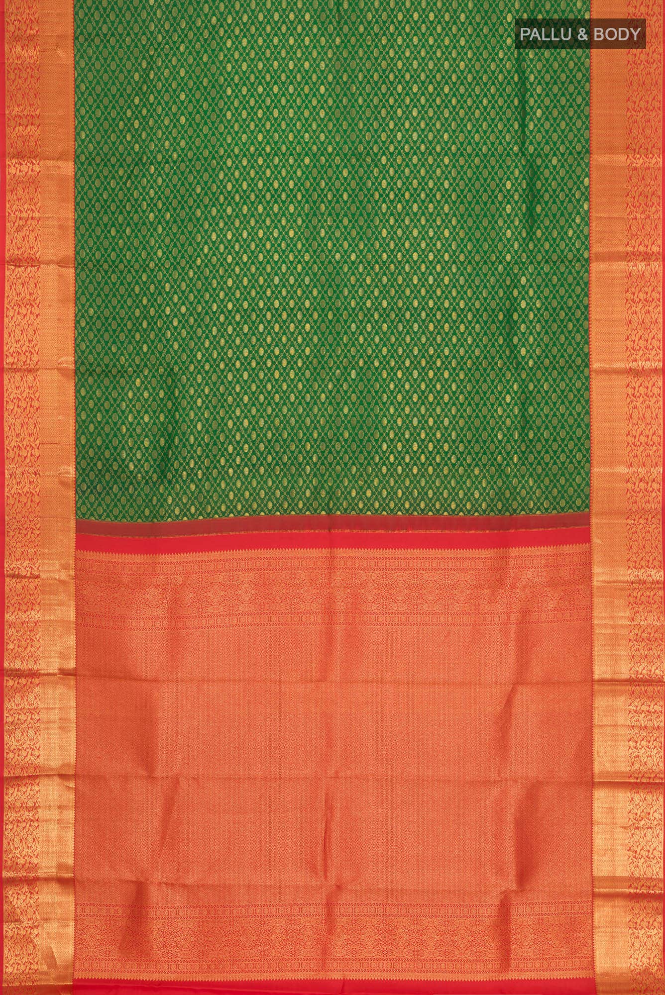 Green Kanchipuram Silk Saree - Image 4