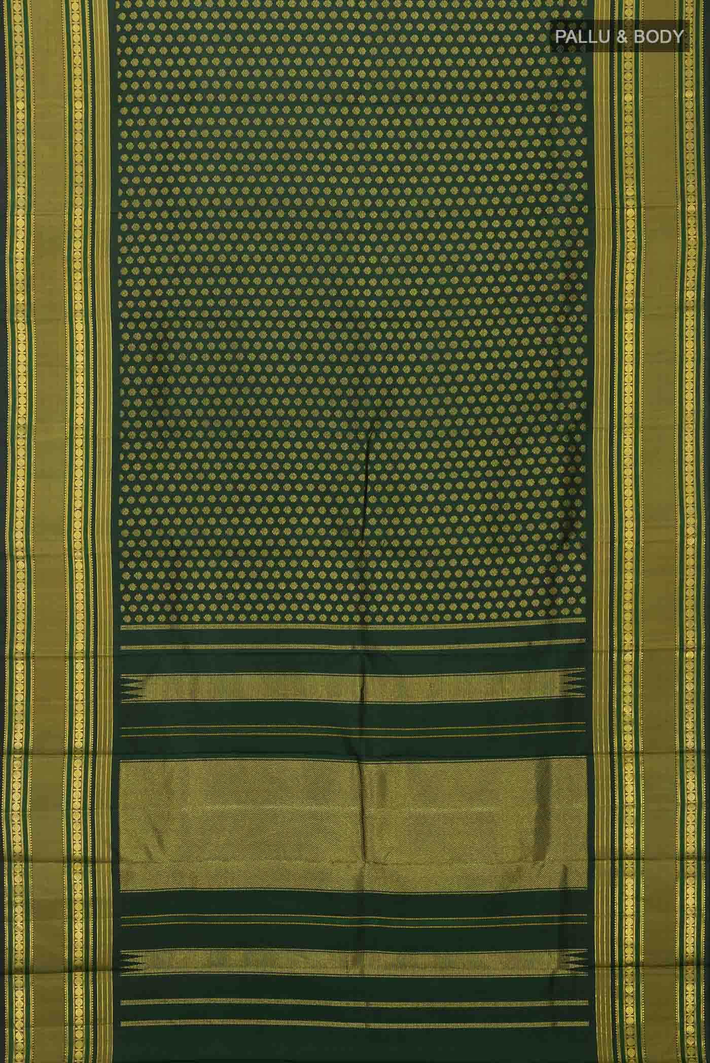 Green Kanchipuram Silk Saree - Image 4