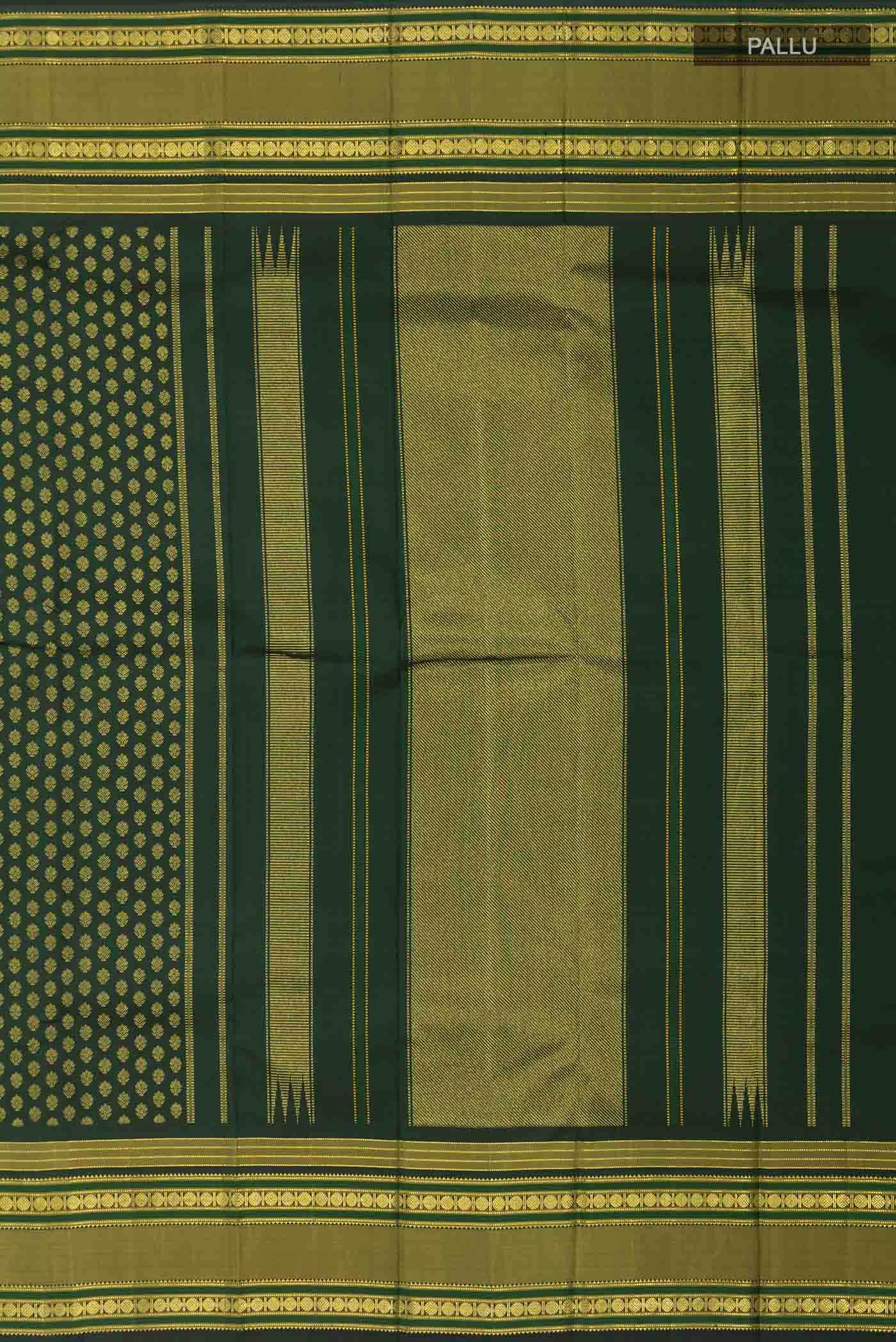 Green Kanchipuram Silk Saree - Image 5