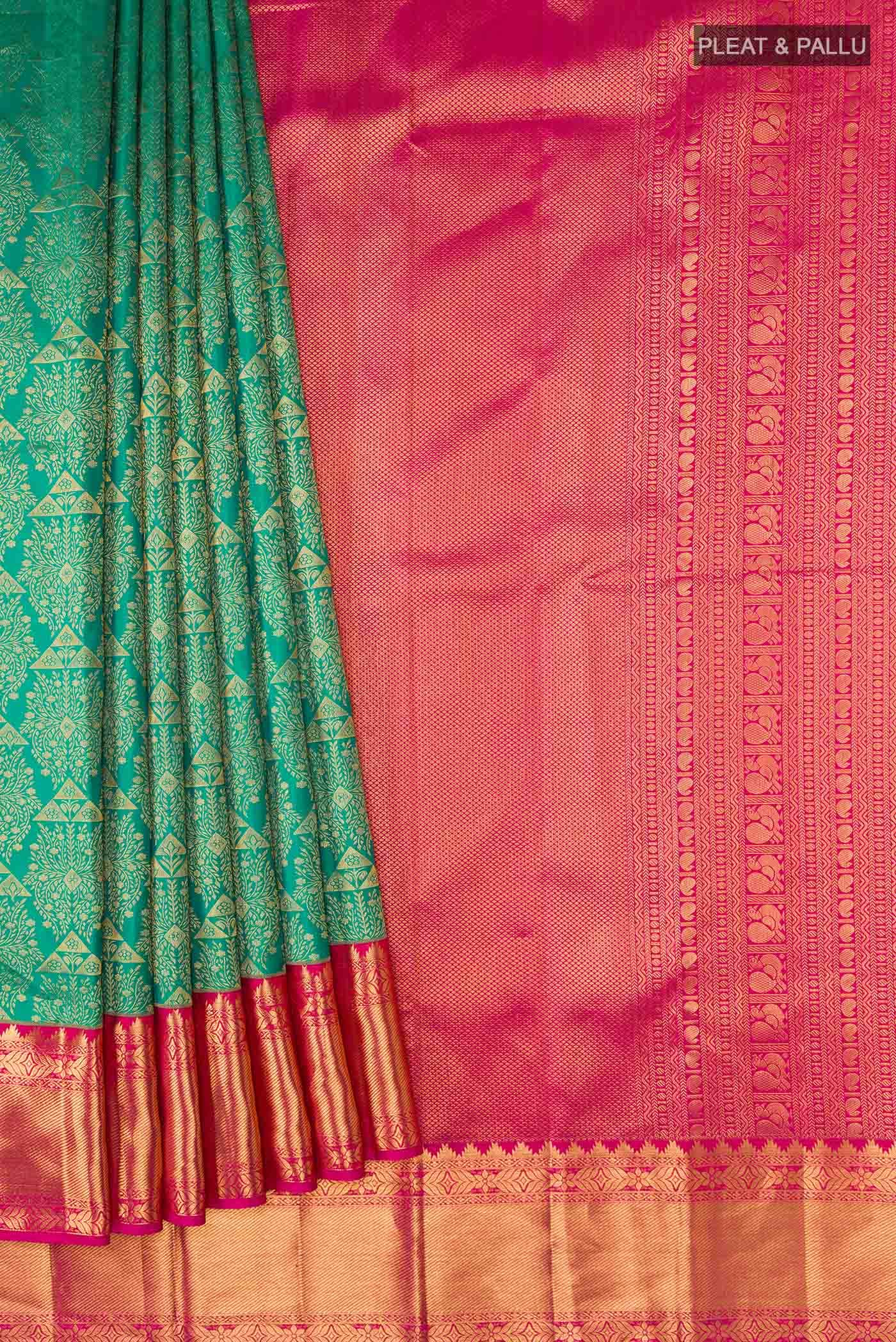 Green Kanchipuram Silk Saree - Image 2