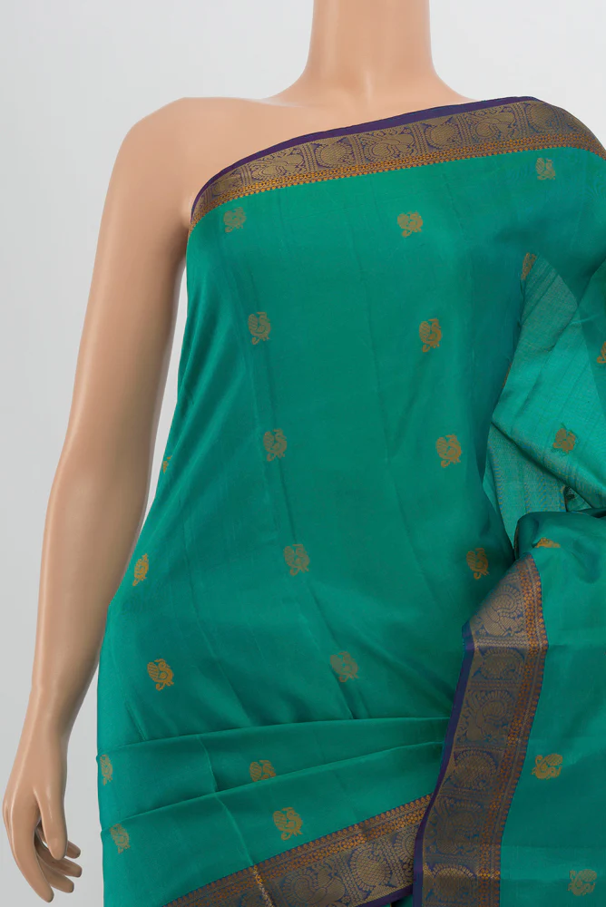 Green Kanchipuram Silk Saree - Image 2