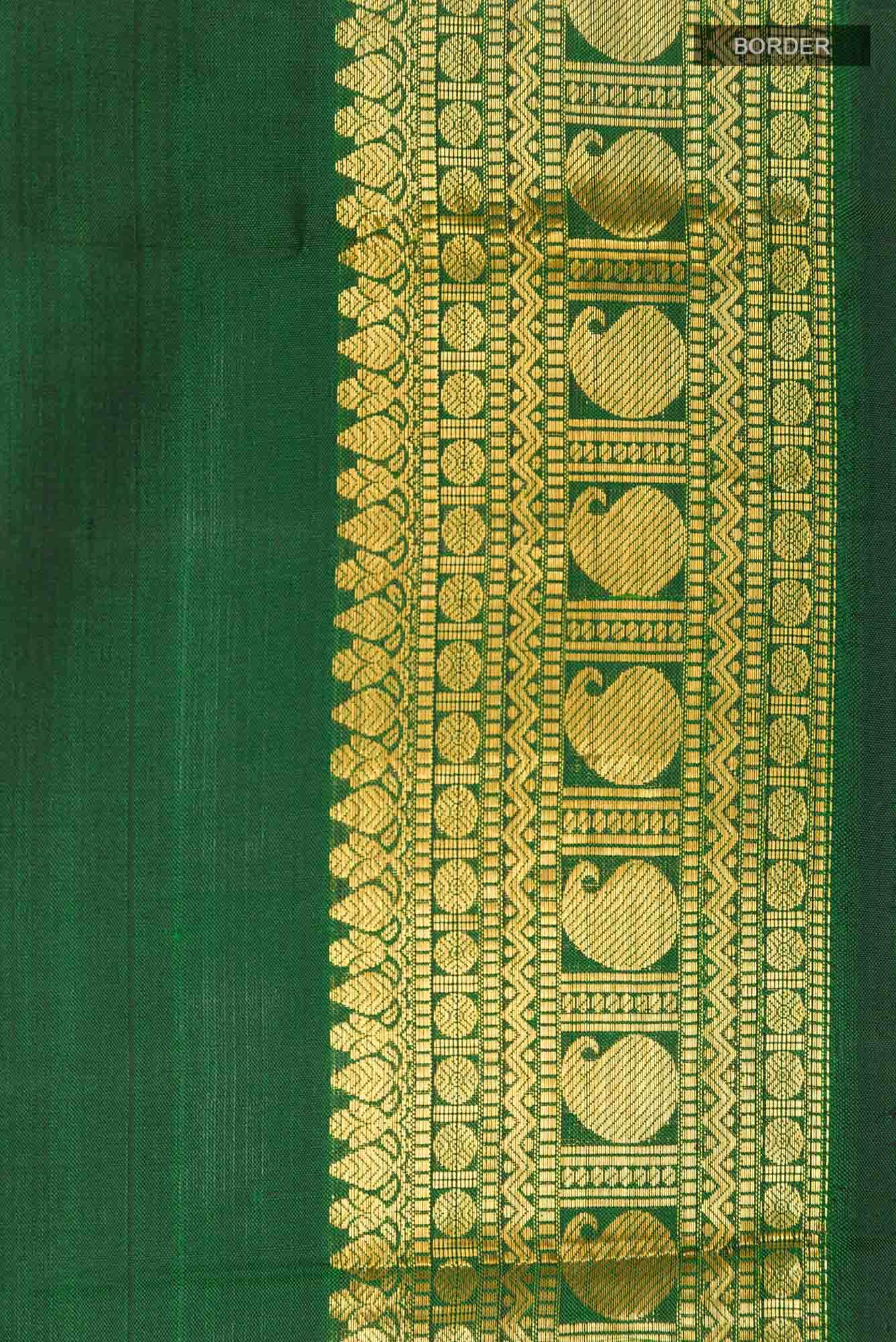 Green Kanchipuram Silk Saree - Image 5