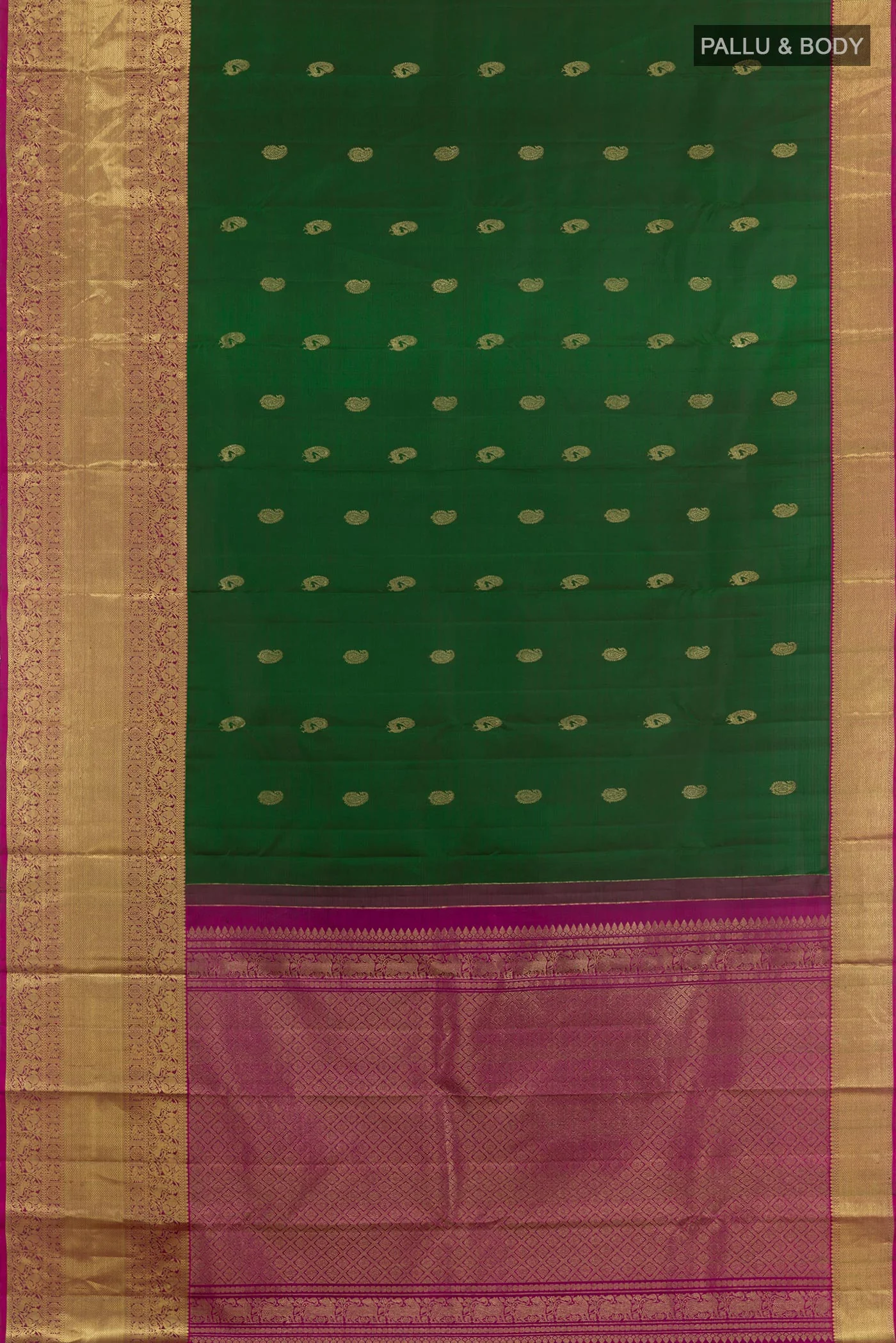 Green Kanchipuram Silk Saree - Image 3