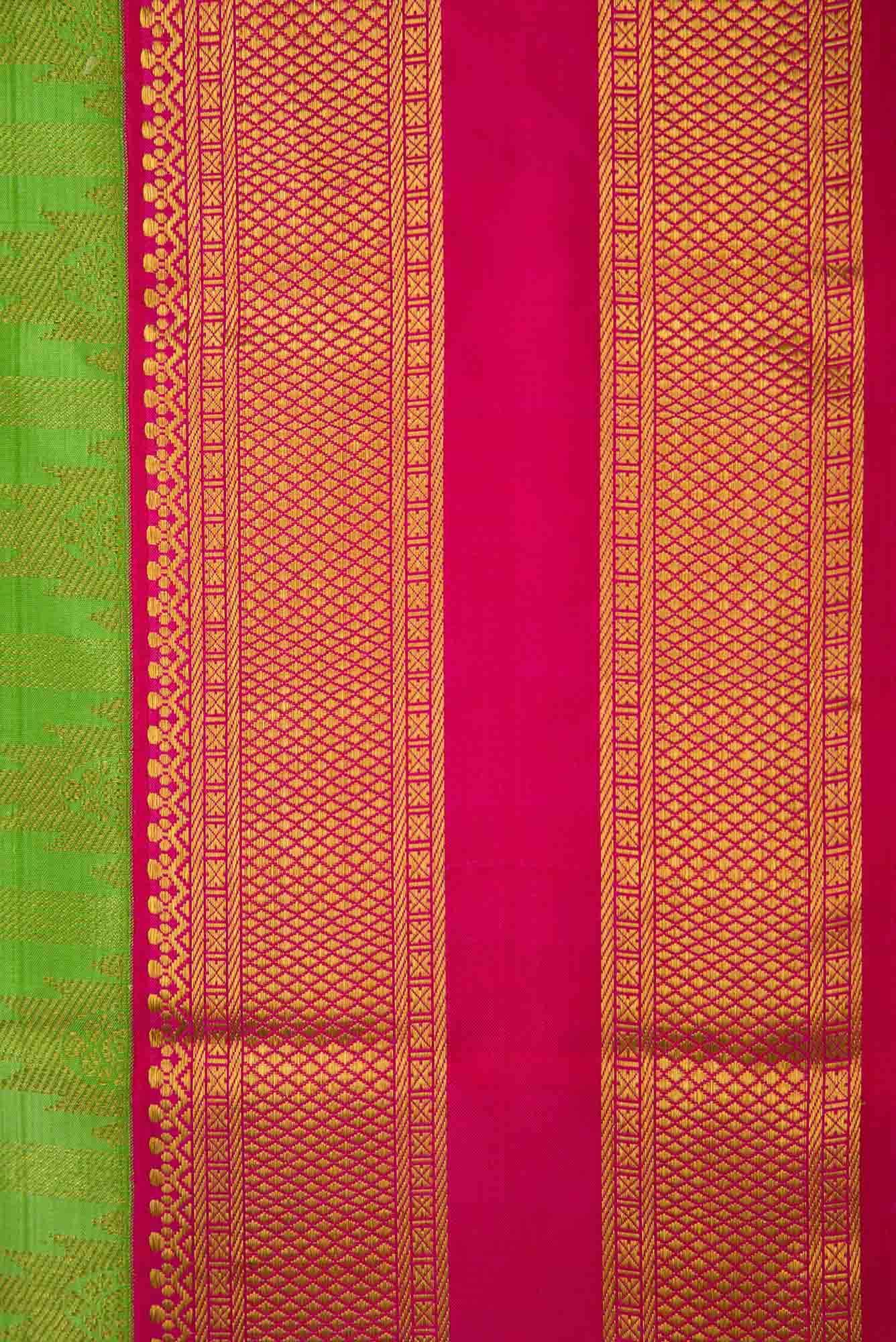 Pure Silk Pure Zari Green Dual Tone Kanjivaram Saree - Image 5