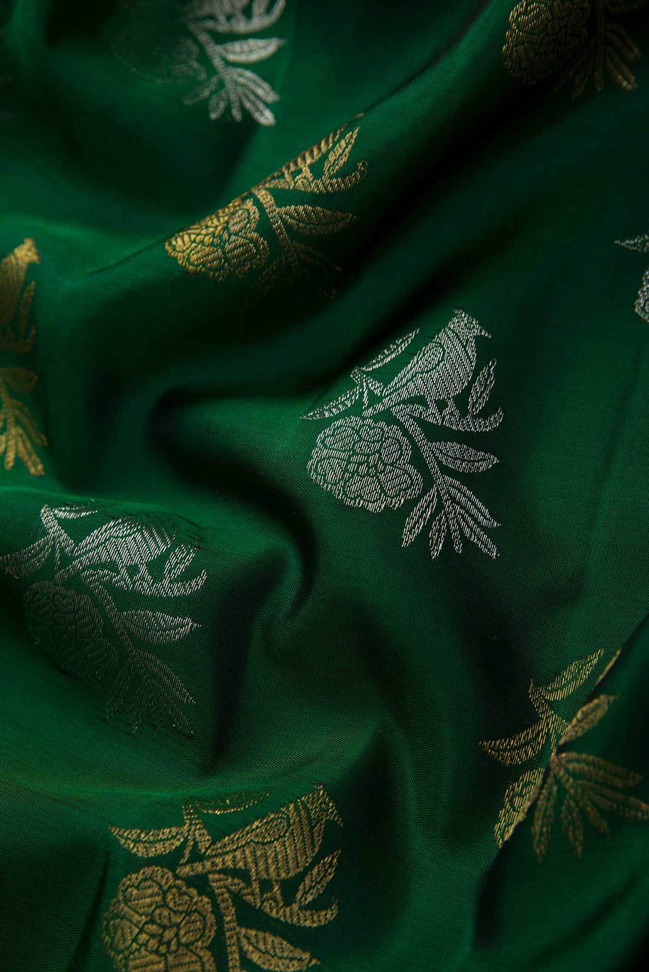 Bottle Green Kanjivaram Silk Saree - Image 3