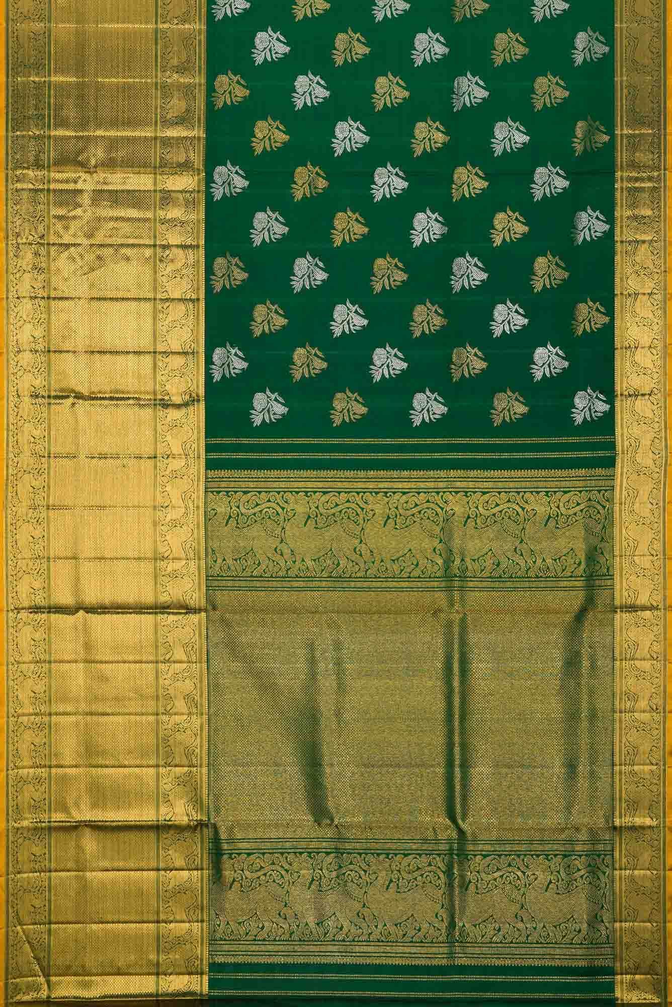 Bottle Green Kanjivaram Silk Saree - Image 4