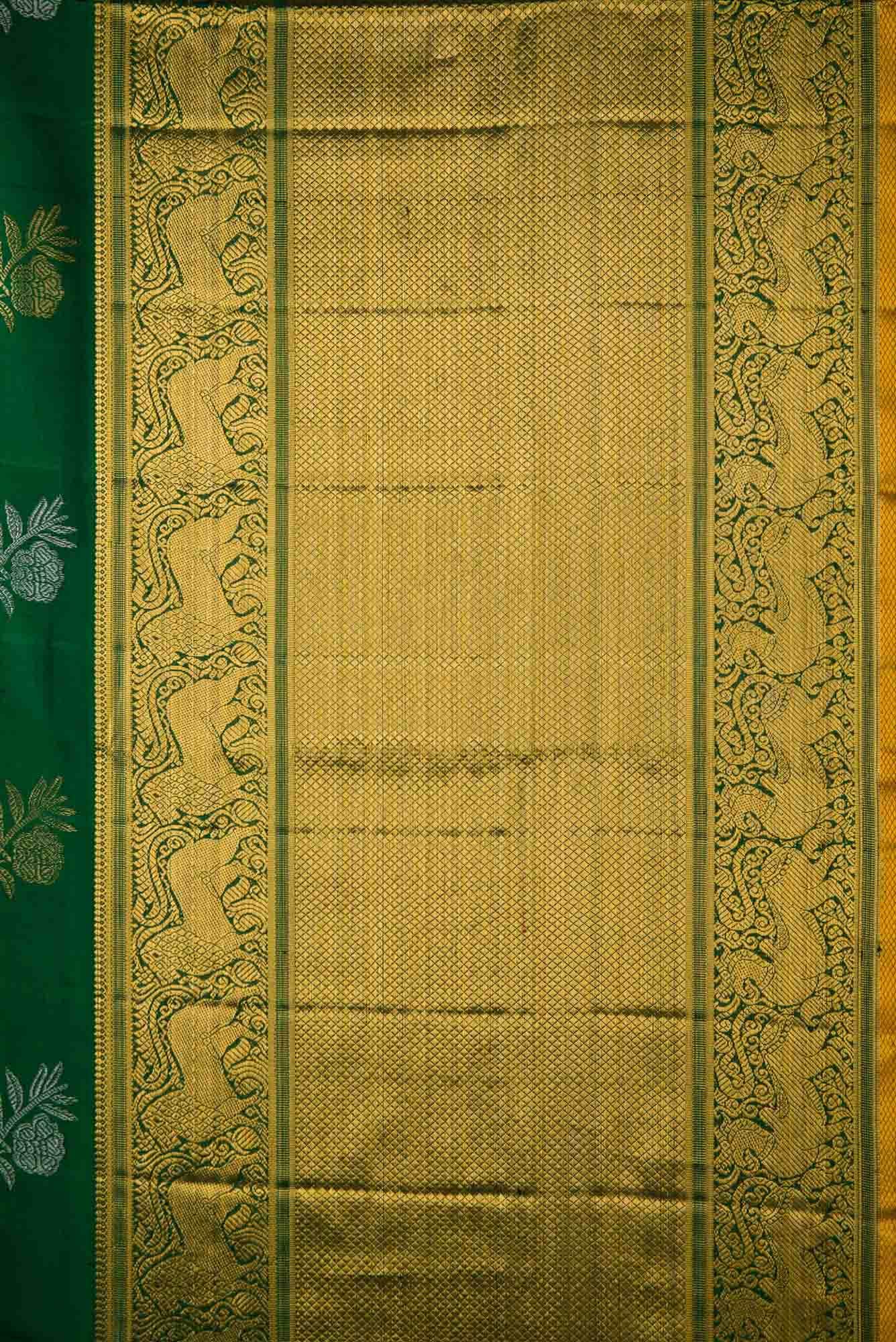 Bottle Green Kanjivaram Silk Saree - Image 5