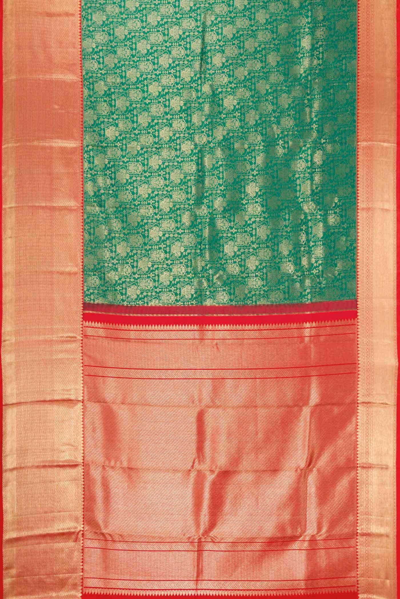 Green Kanchipuram Silk Saree - Image 4