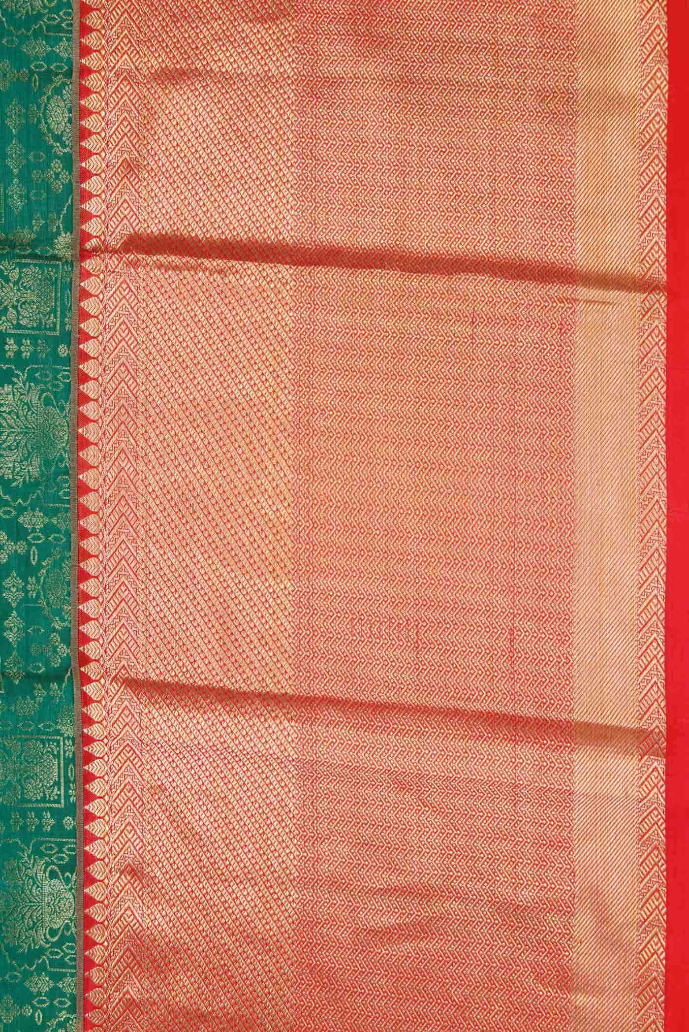 Green Kanchipuram Silk Saree - Image 5