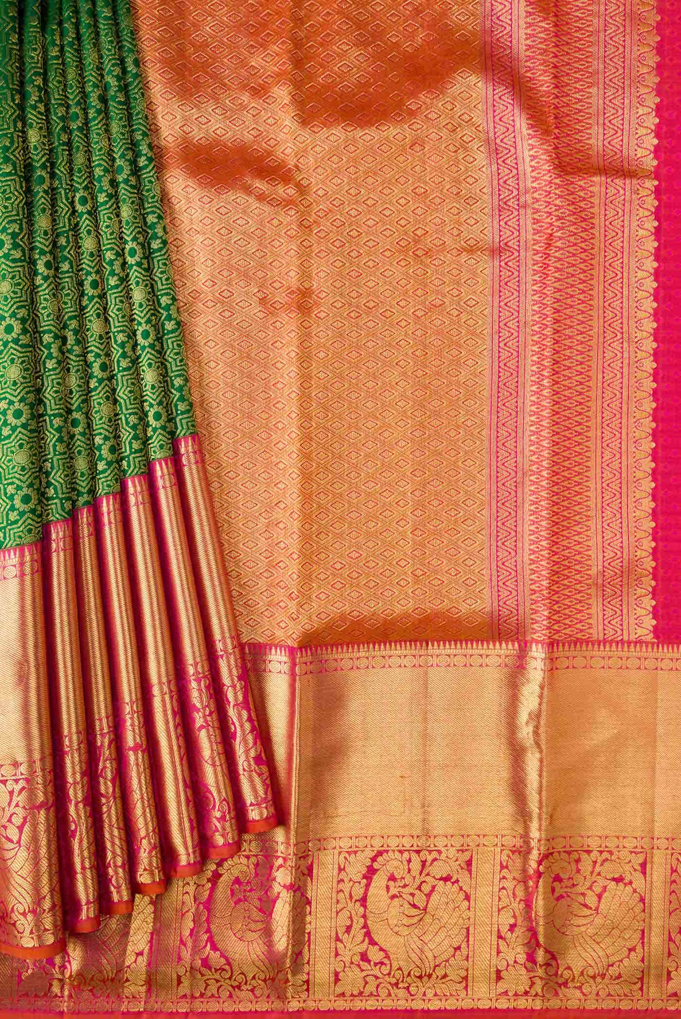 Green Kanchipuram Silk Saree - Image 2