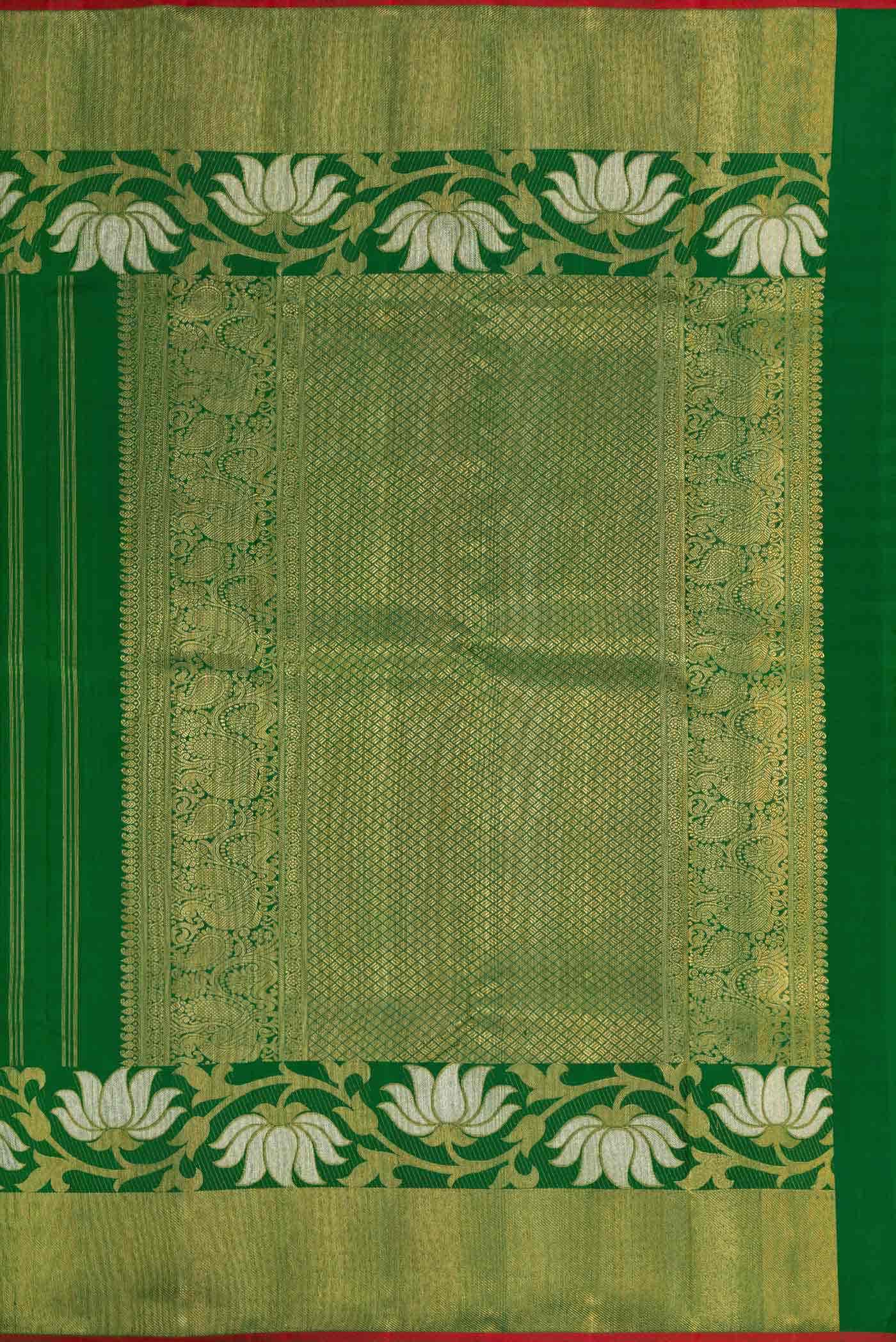Green Kanchipuram Silk Saree - Image 12
