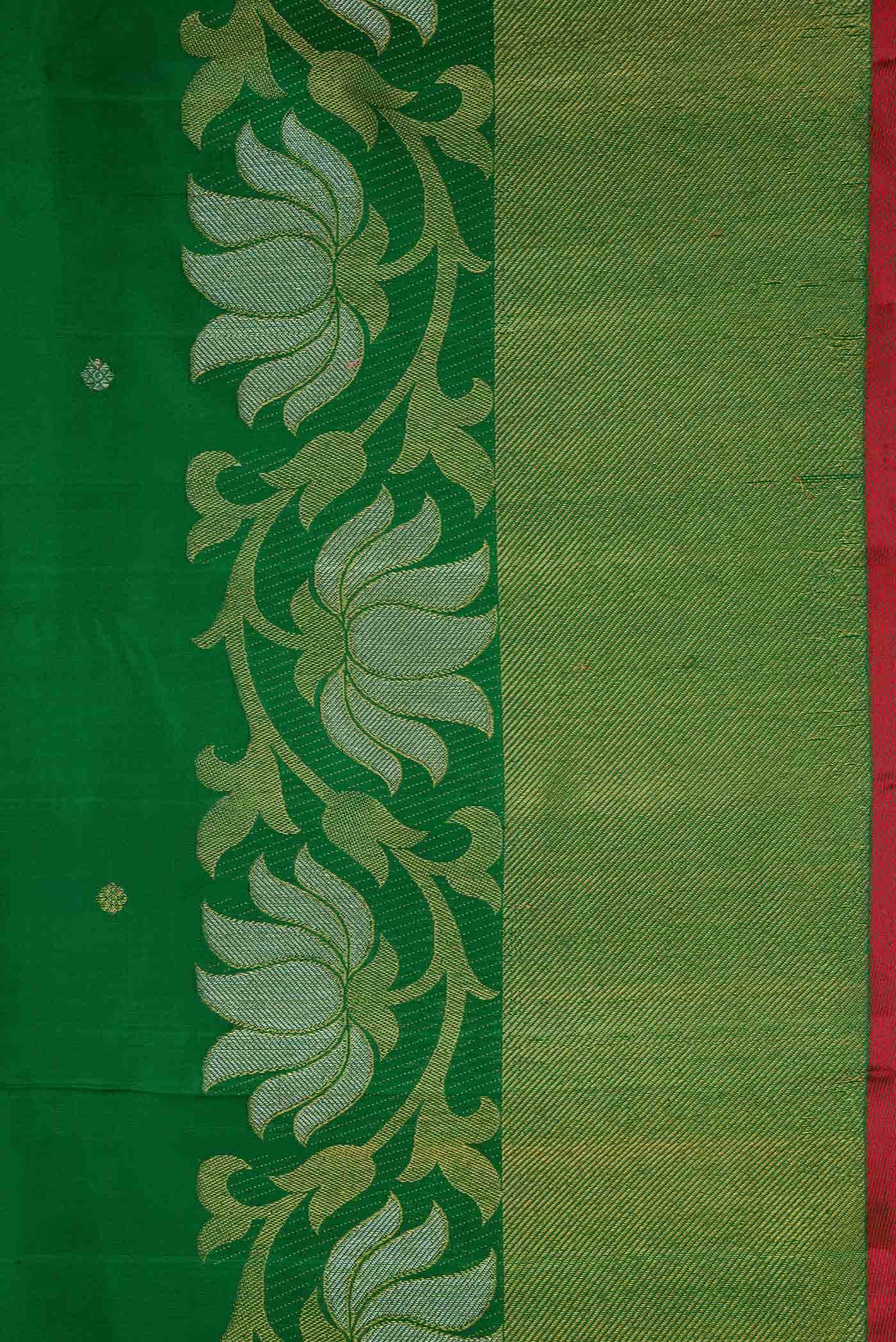 Green Kanchipuram Silk Saree - Image 13
