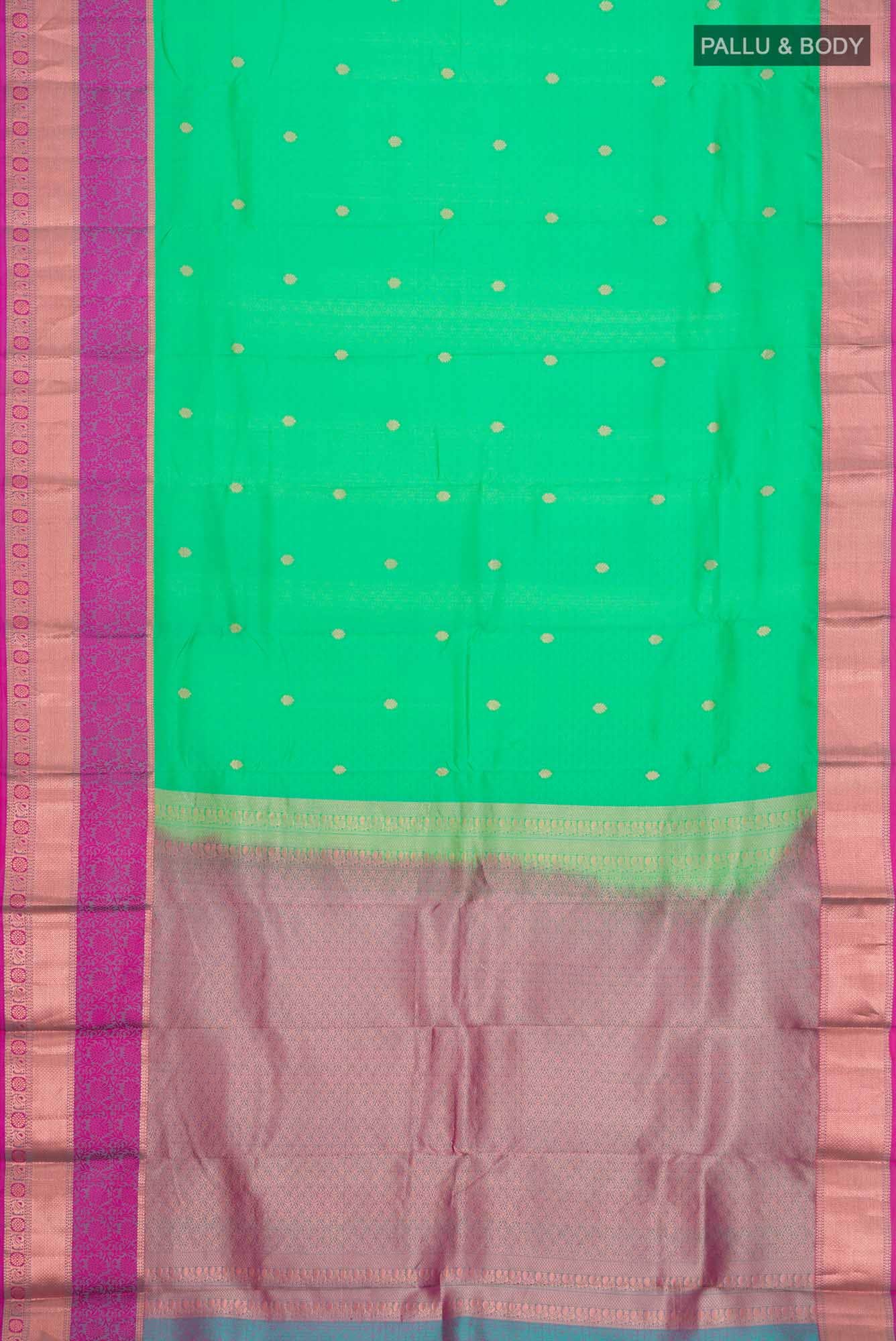 Green Kanchipuram Silk Saree - Image 4