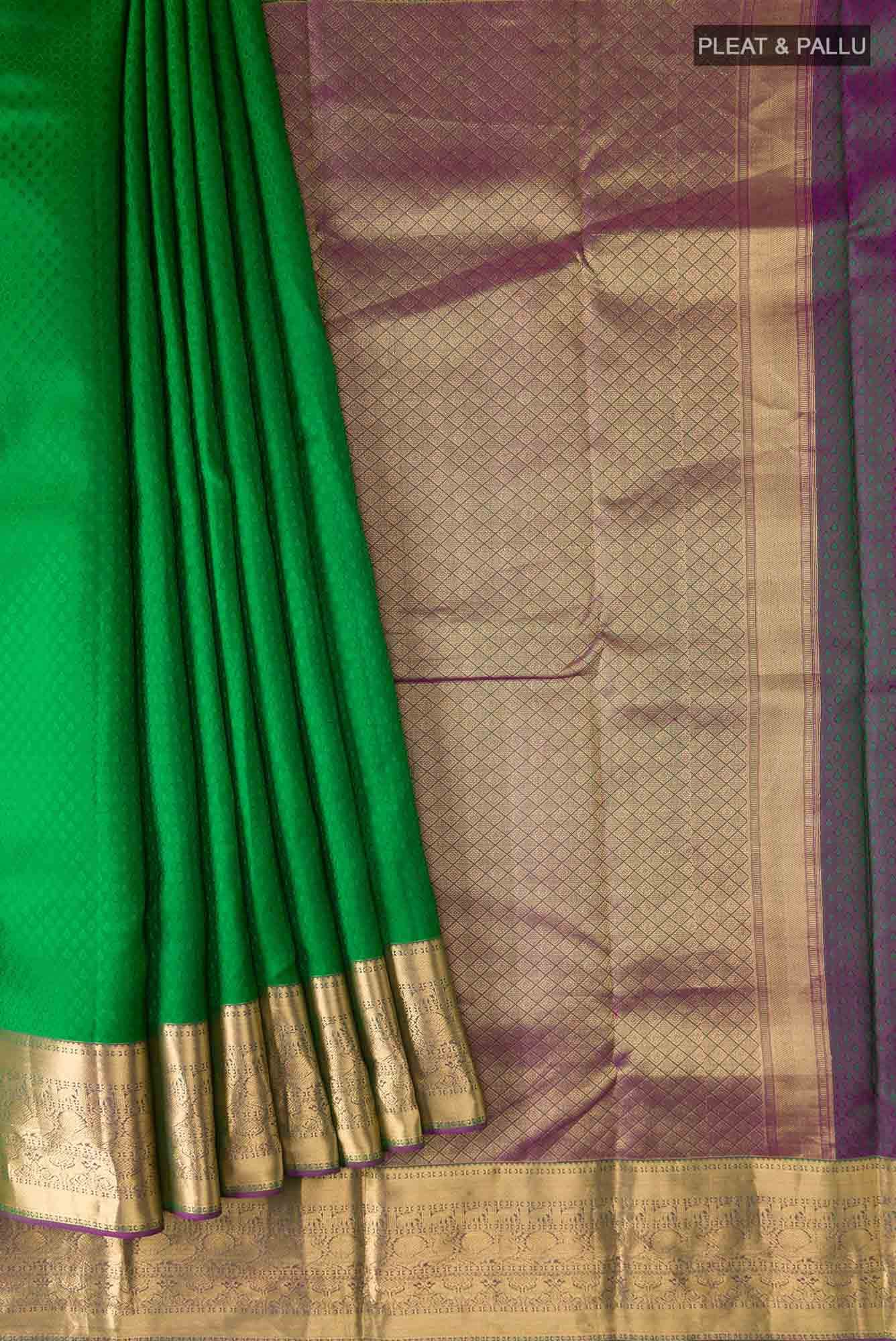 Green Kanchipuram Silk Saree - Image 2