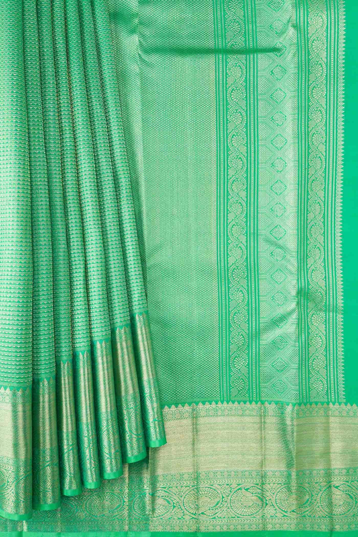 Green Kanchipuram Silk Saree - Image 2