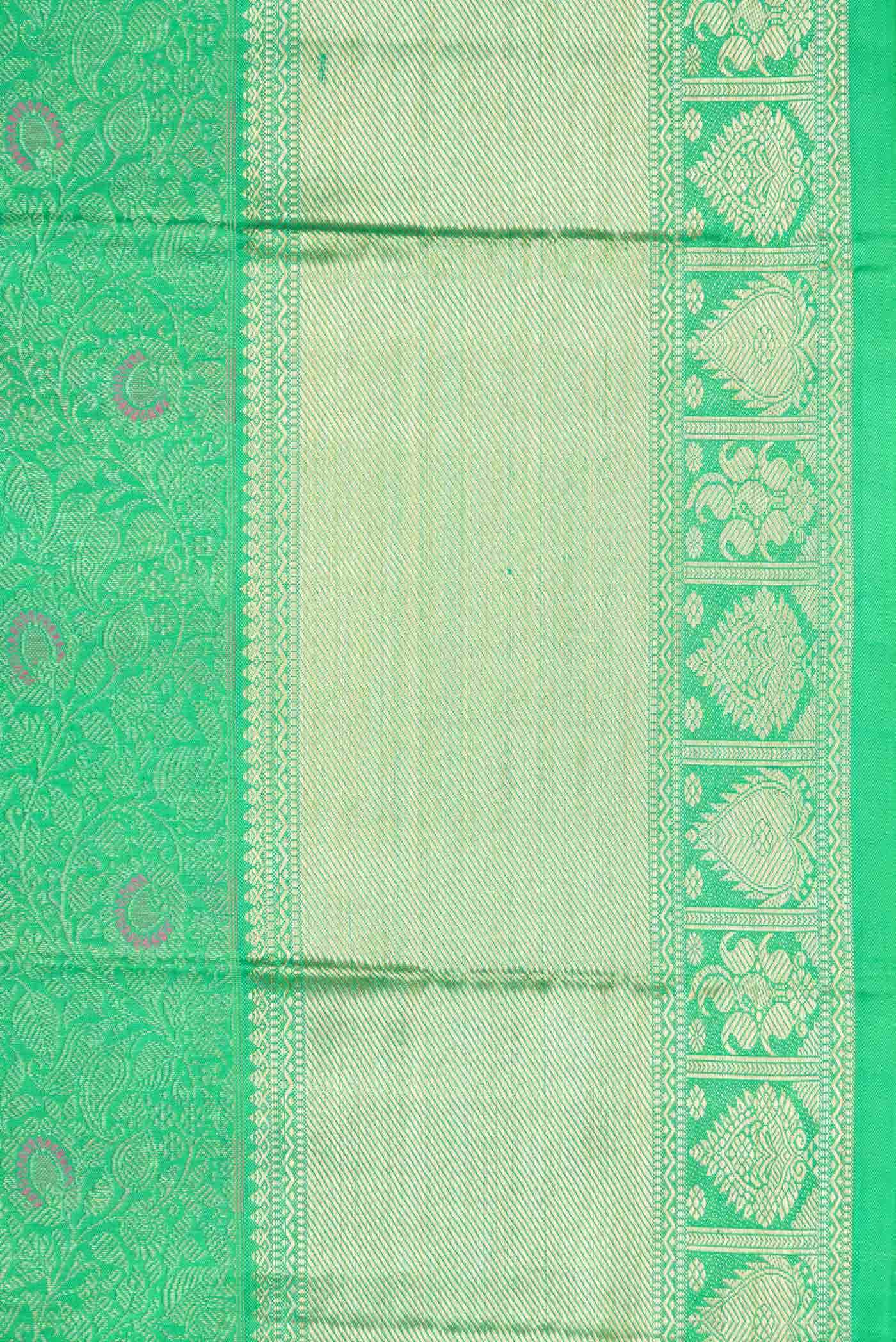 Green Kanchipuram Silk Saree - Image 6