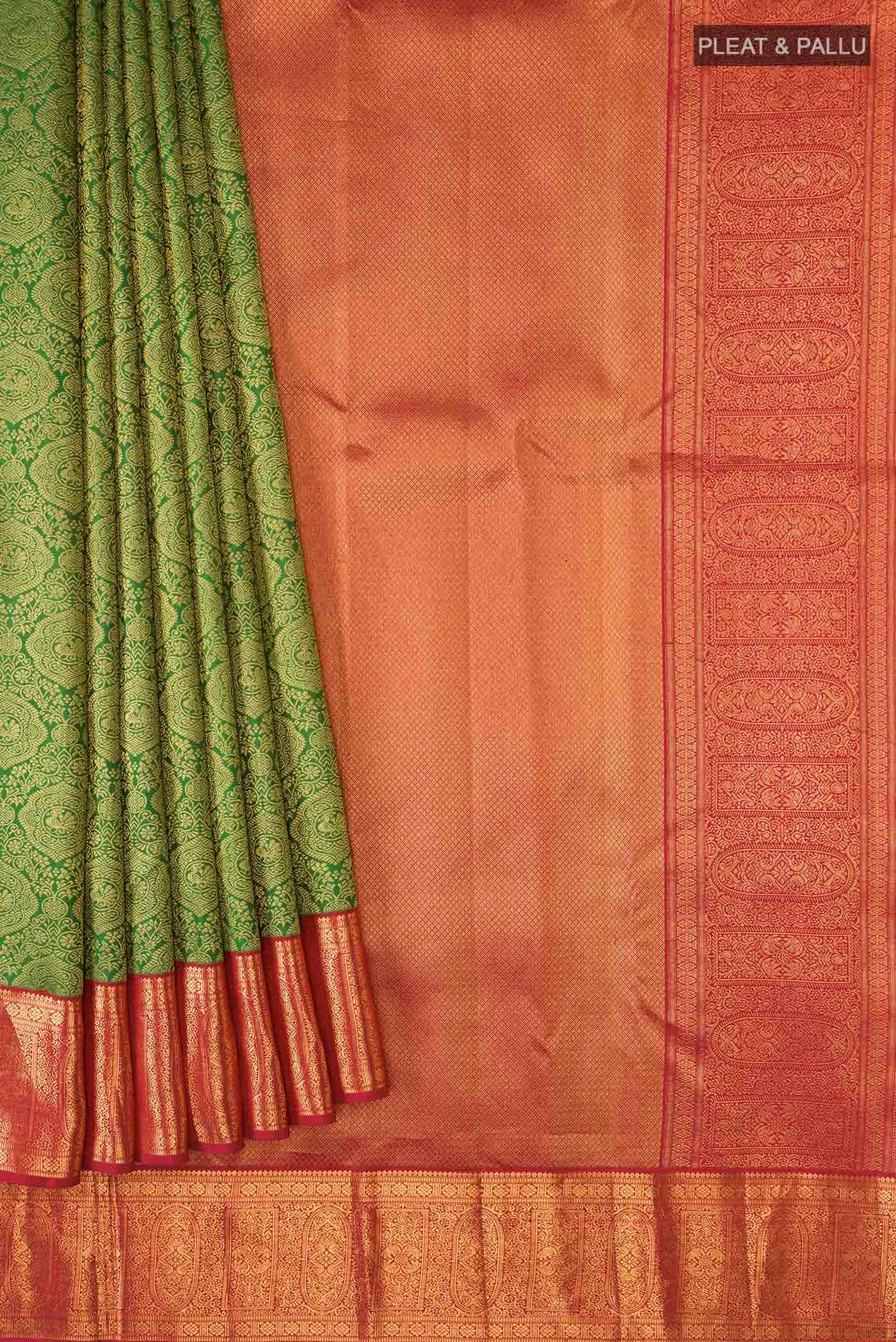 Green Kanchipuram Silk Saree - Image 2