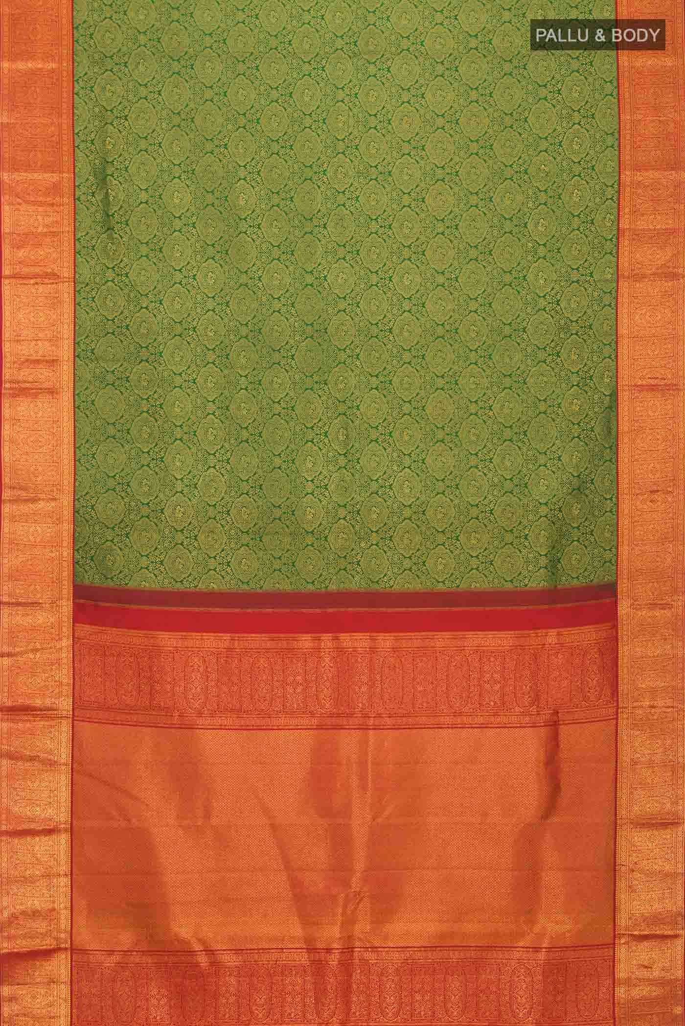 Green Kanchipuram Silk Saree - Image 4
