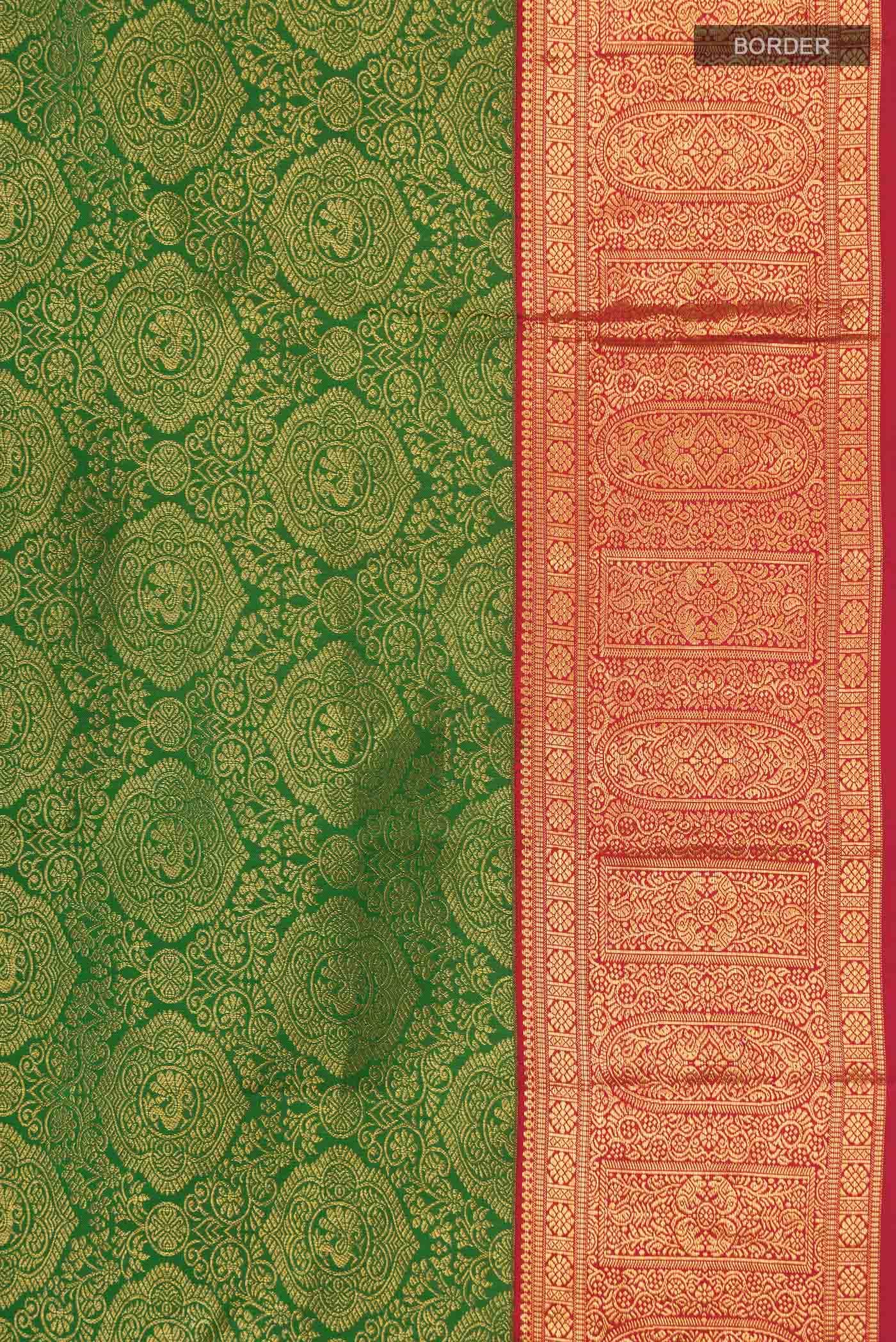 Green Kanchipuram Silk Saree - Image 5