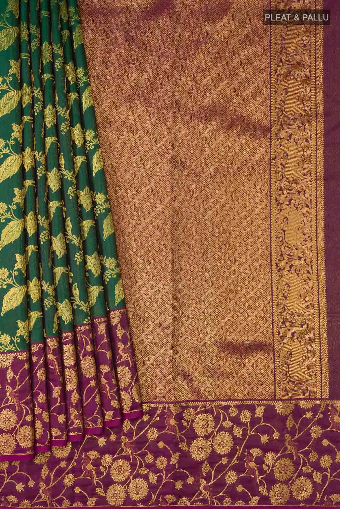 Green Kanchipuram Silk Saree - Image 2