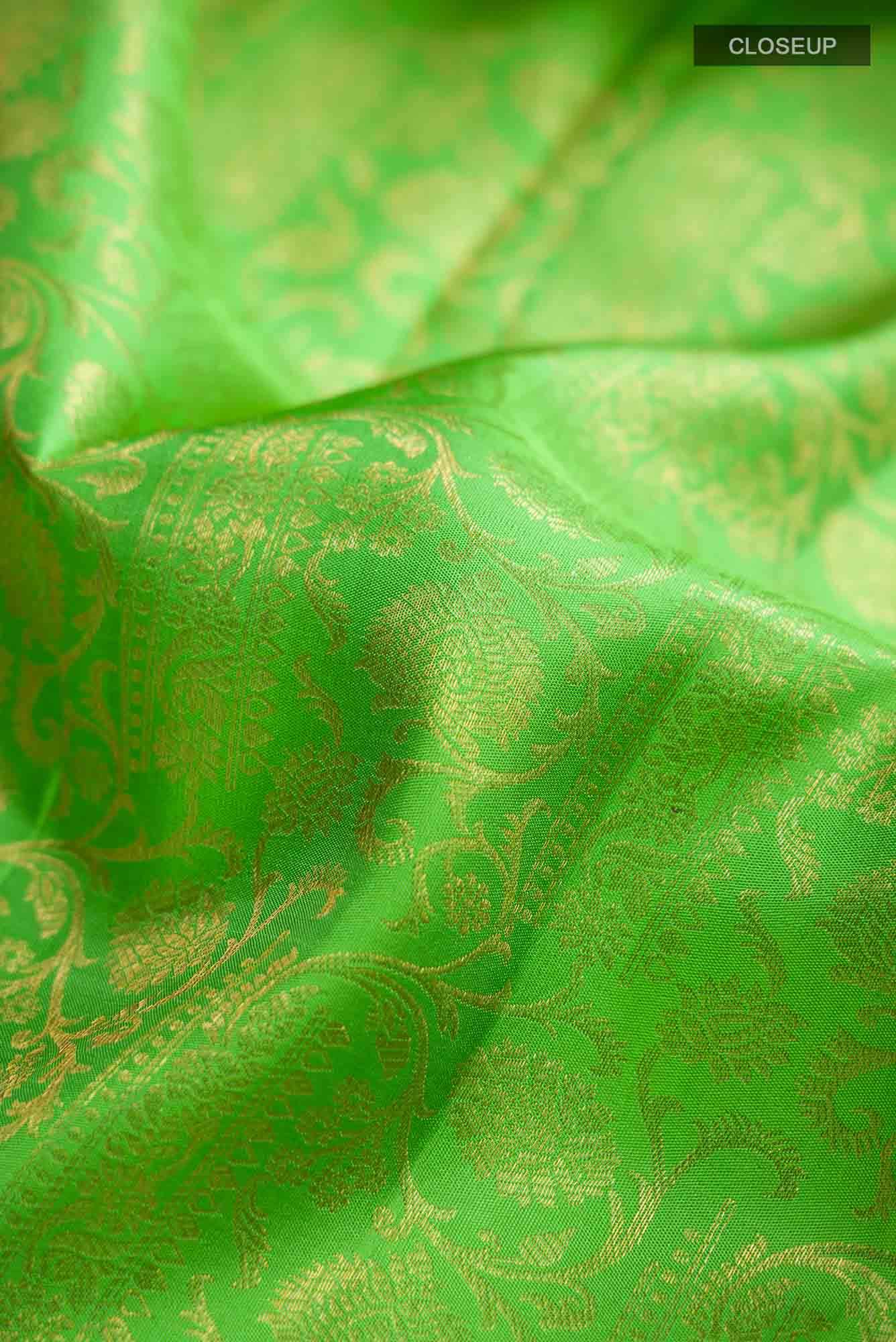 Green Kanchipuram Silk Saree - Image 3