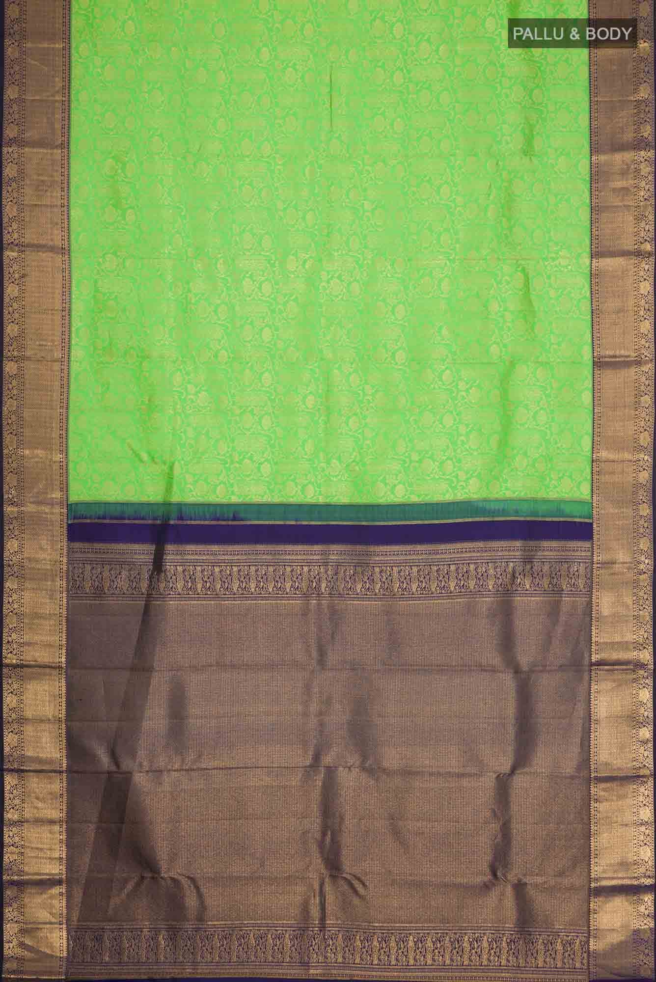 Green Kanchipuram Silk Saree - Image 4