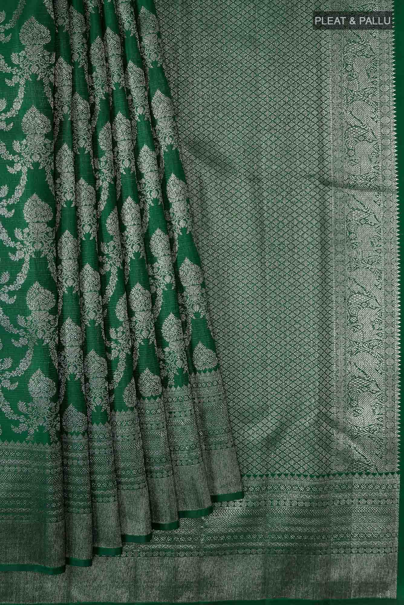 Green Kanchipuram Silk Saree - Image 2