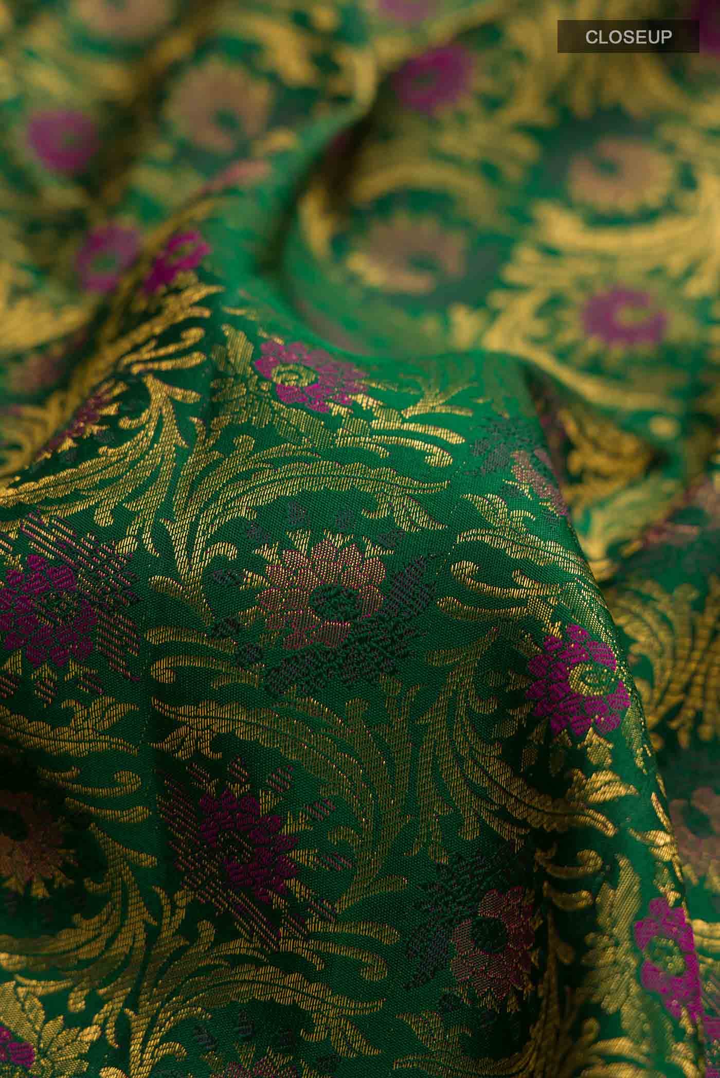 Green Kanchipuram Silk Saree - Image 3