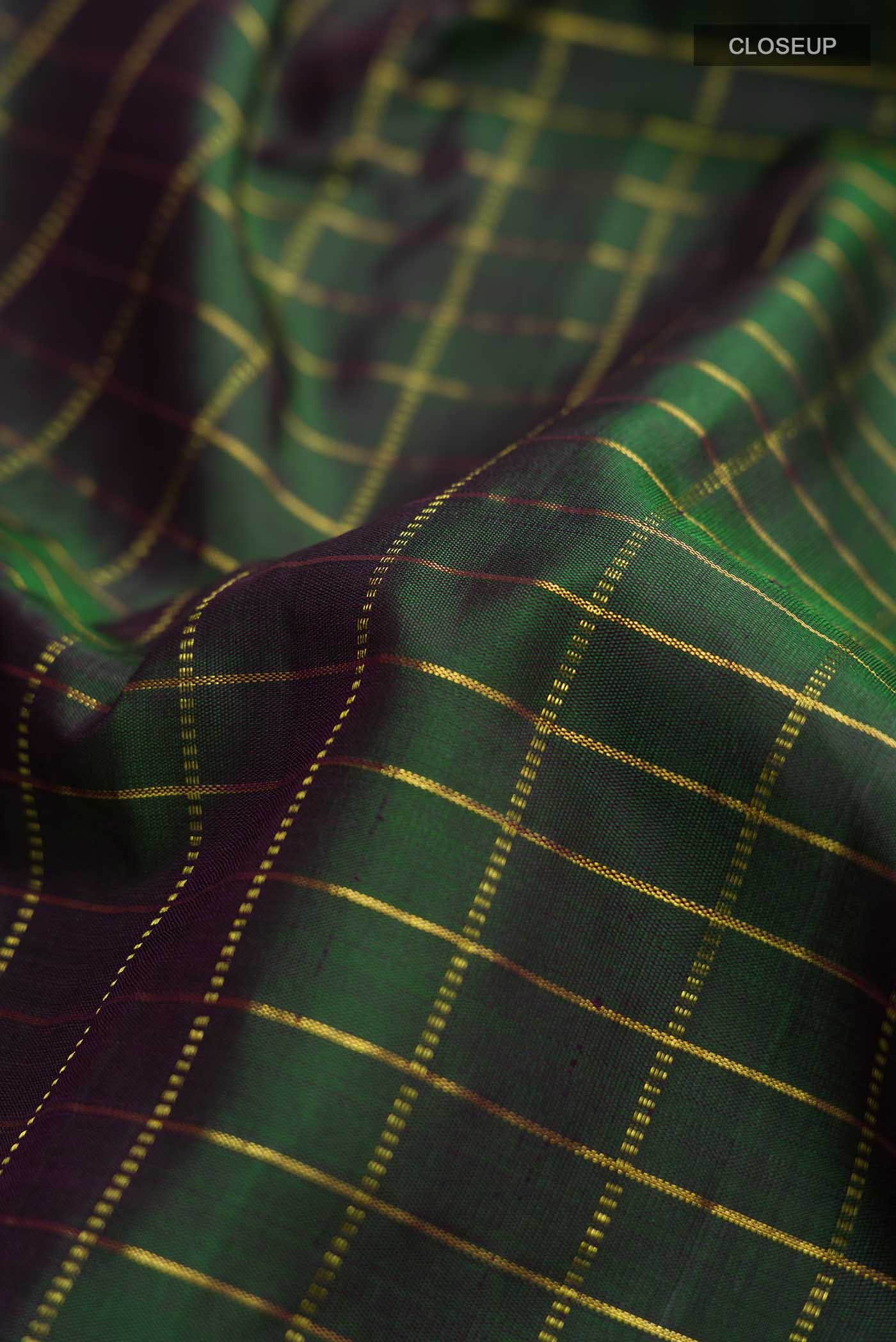Bottle Green with Purple Color Kanchipuram Silk Saree - Image 3