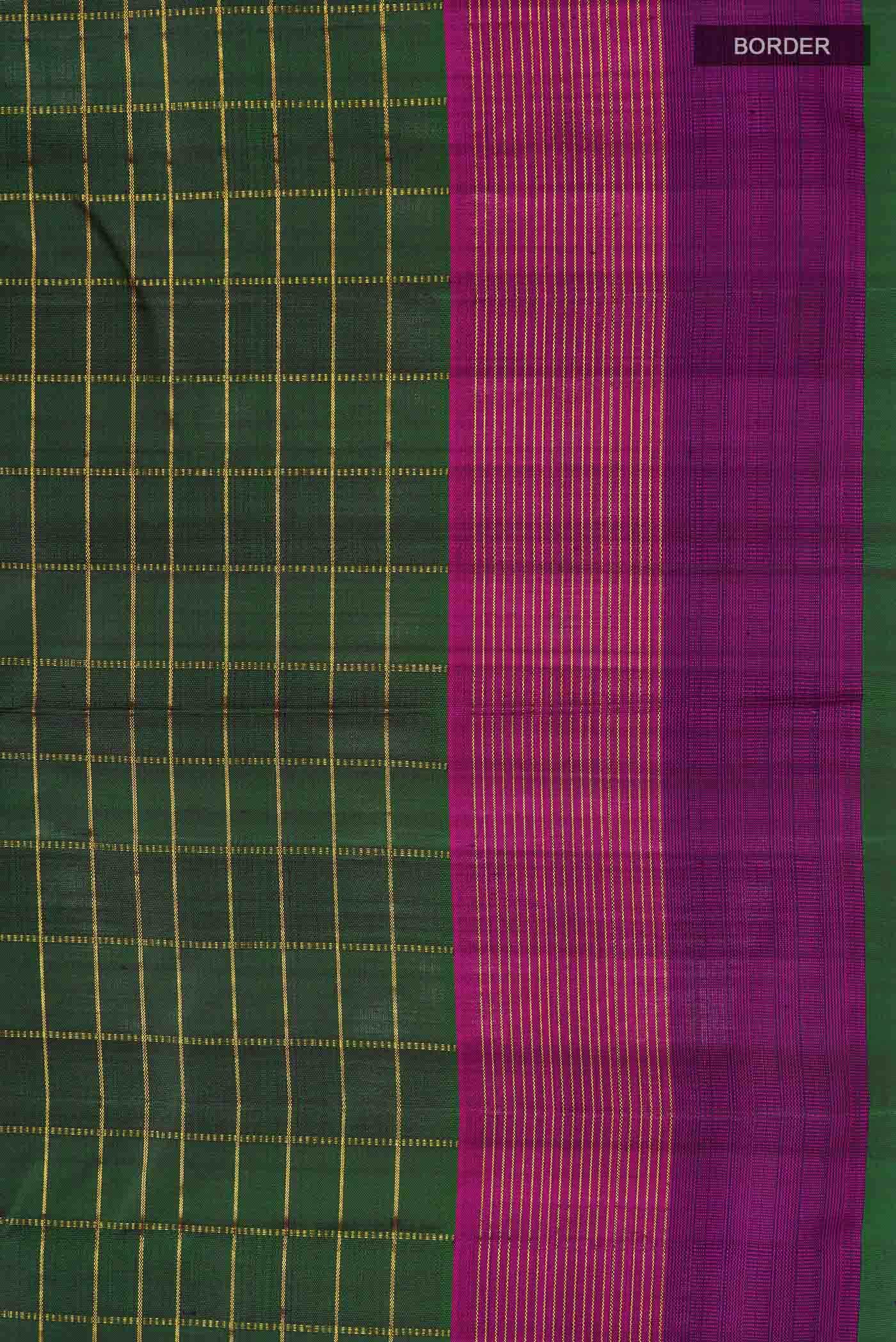 Bottle Green with Purple Color Kanchipuram Silk Saree - Image 5