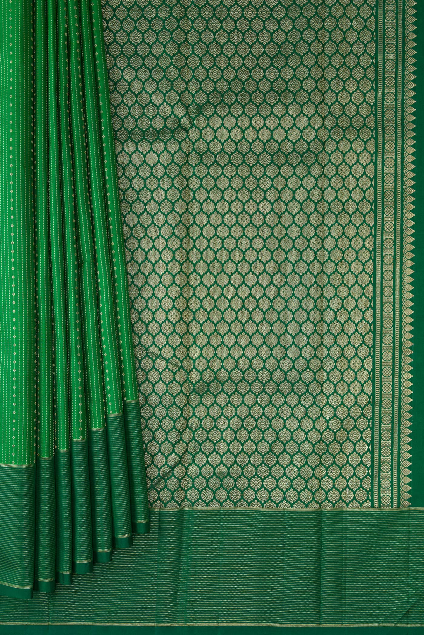 Green Kanchipuram Silk Saree - Image 4