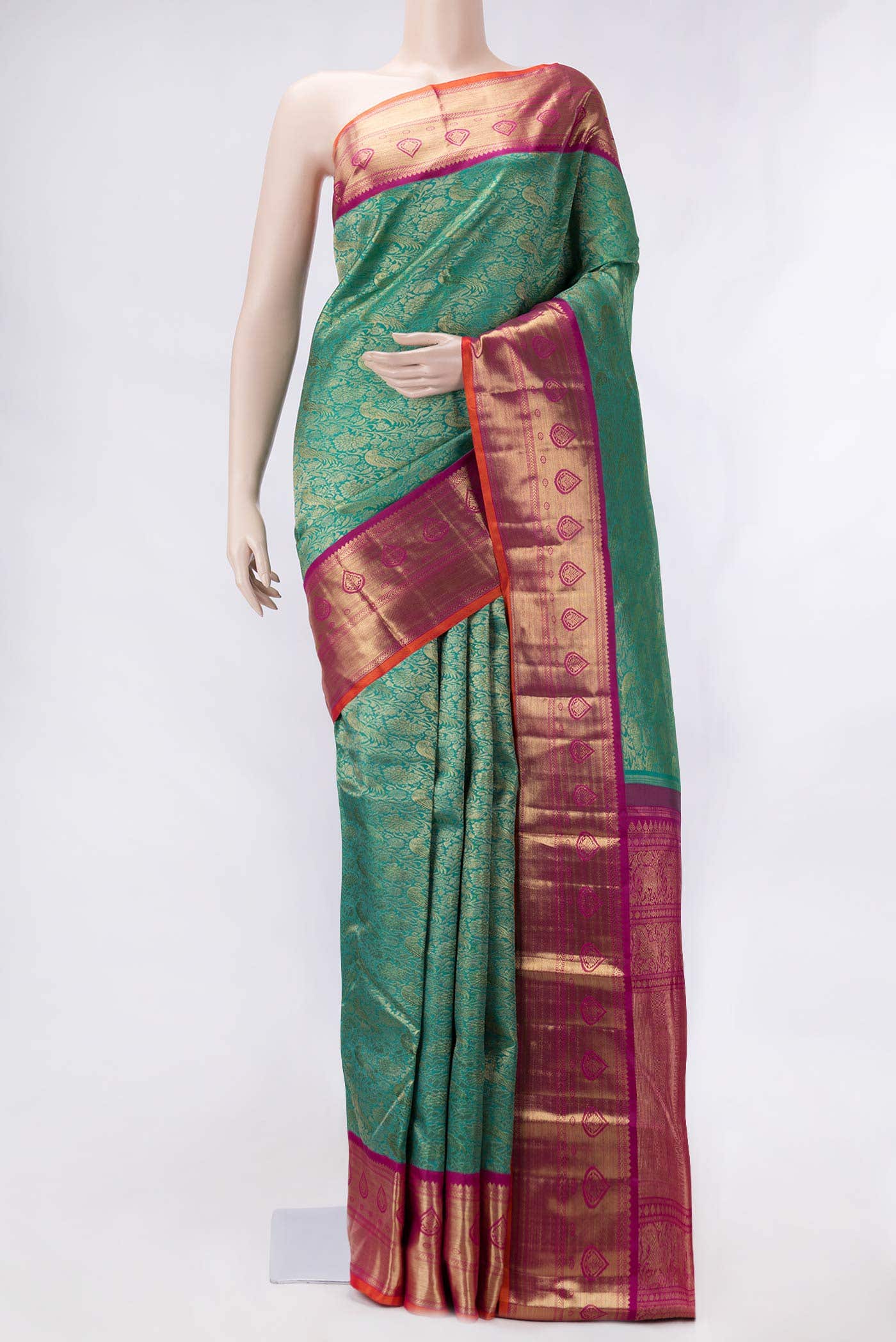 Pure Silk Pure Zari Green Kanjivaram Saree