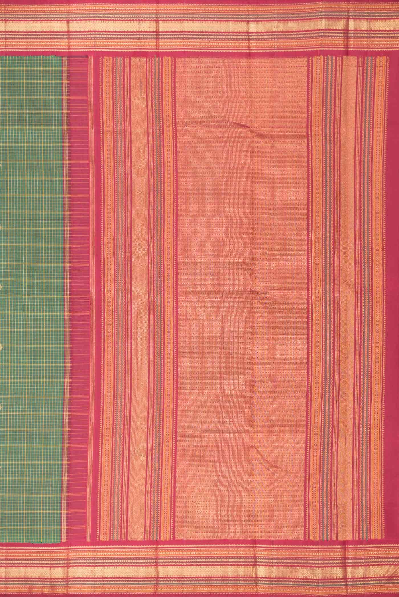 Pure Silk Pure Zari Green Kanchipuram Saree - Image 5