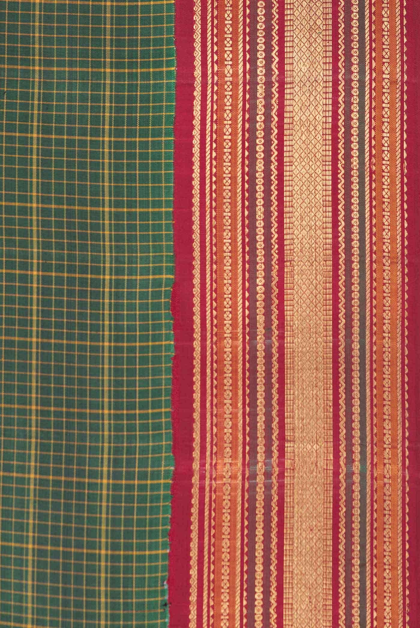 Pure Silk Pure Zari Green Kanchipuram Saree - Image 6