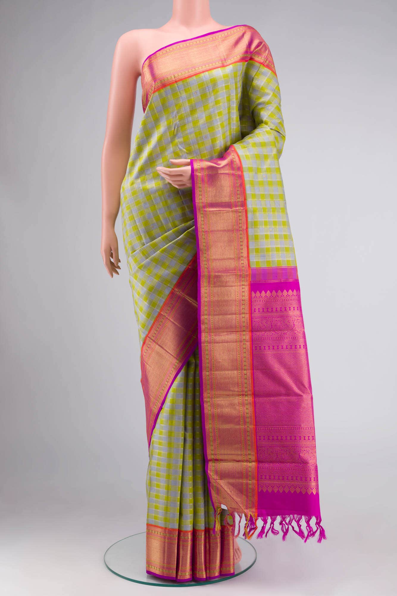Pure Silk Pure Zari Green Kanjivaram Saree