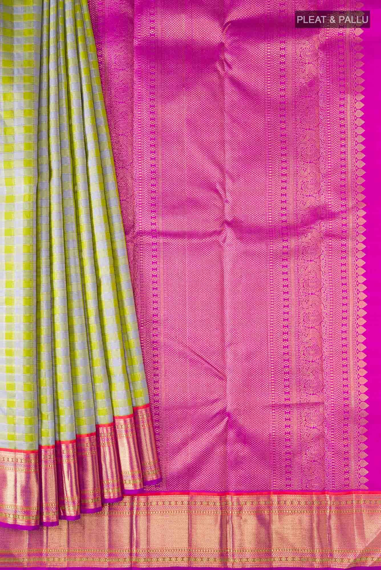Pure Silk Pure Zari Green Kanjivaram Saree - Image 2
