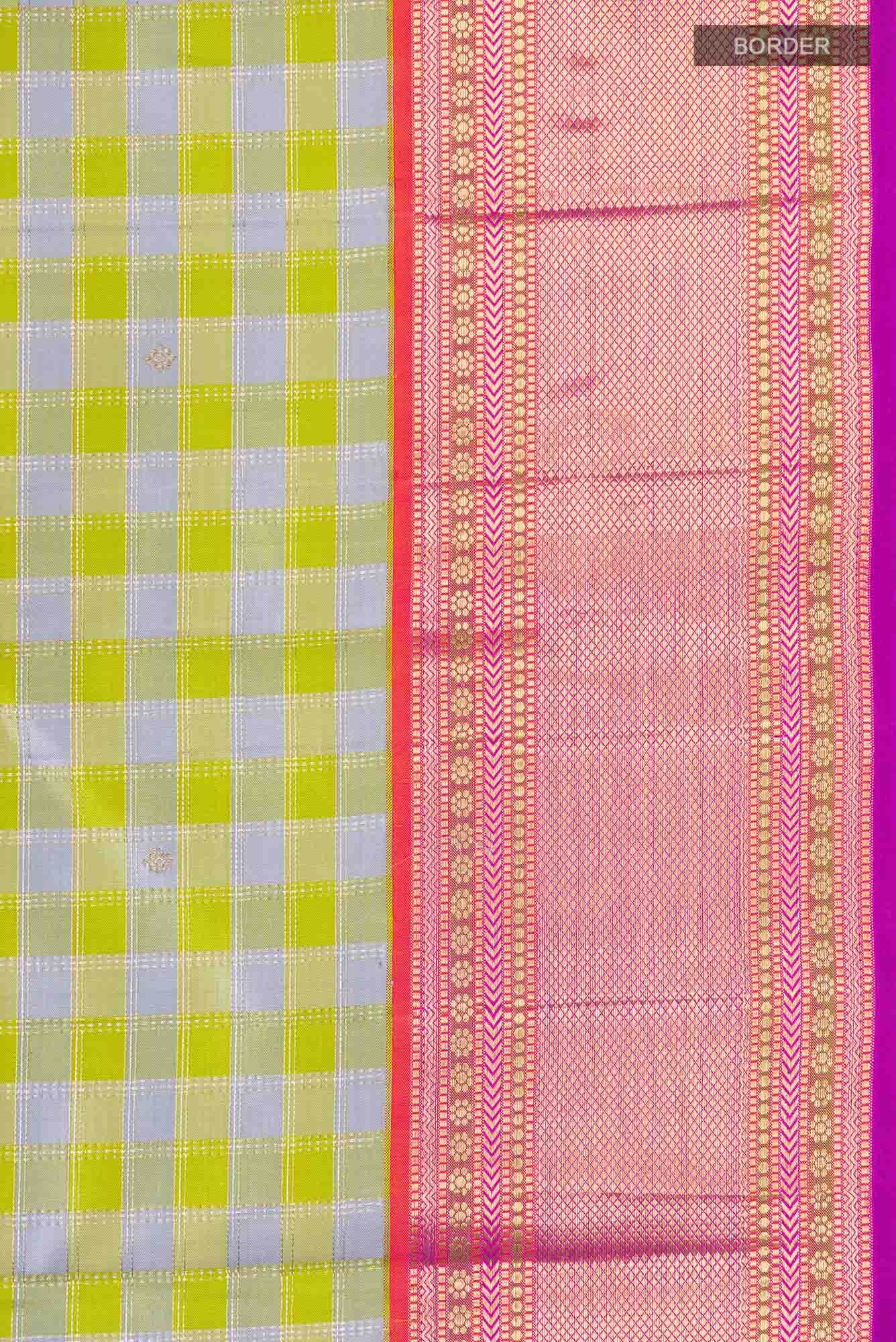 Pure Silk Pure Zari Green Kanjivaram Saree - Image 5