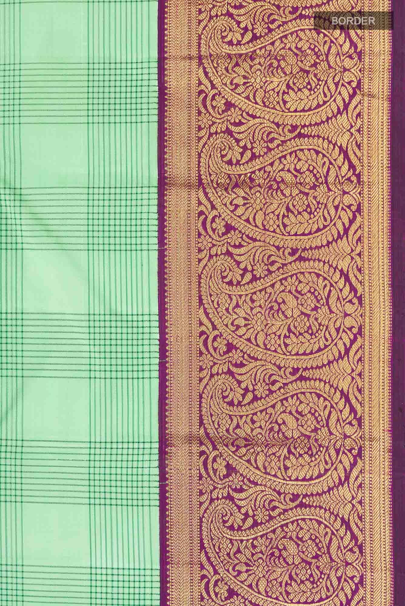 Pure Silk Pure Zari Green Kanchipuram Saree - Image 6