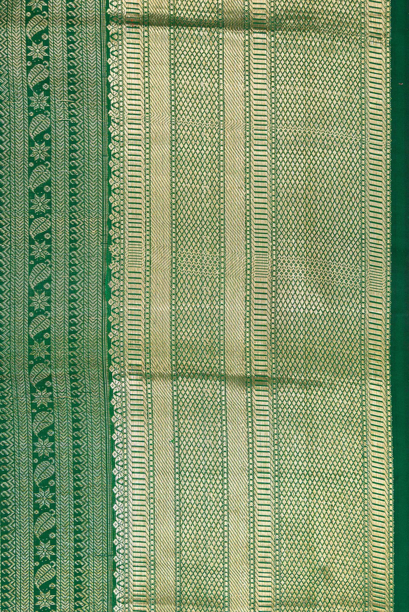 Green Kanchipuram Silk Saree - Image 3