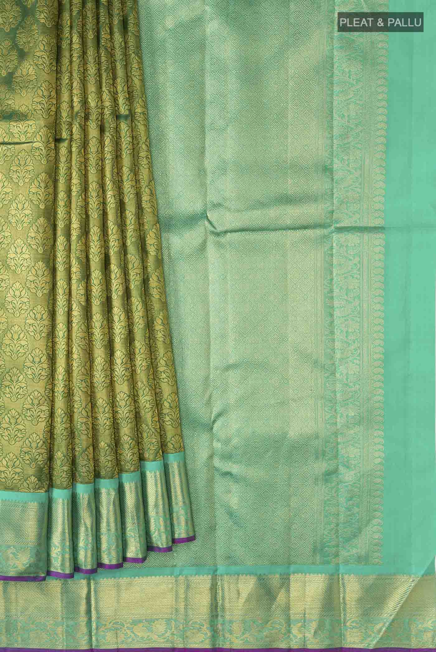 Green Kanjivaram Tissue Silk Saree - Image 4