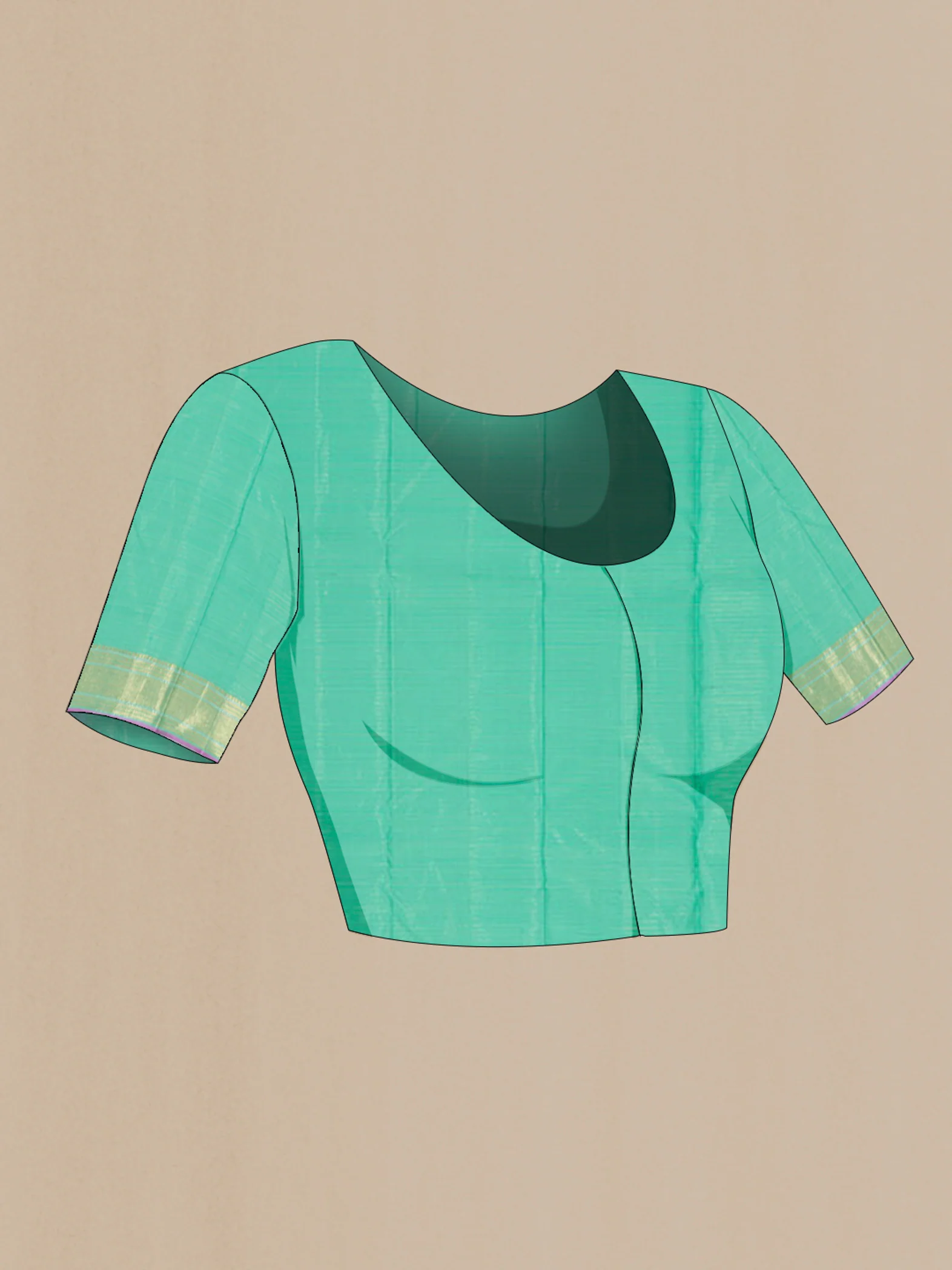 Turquoise Kanjivaram Silk Saree - Image 4