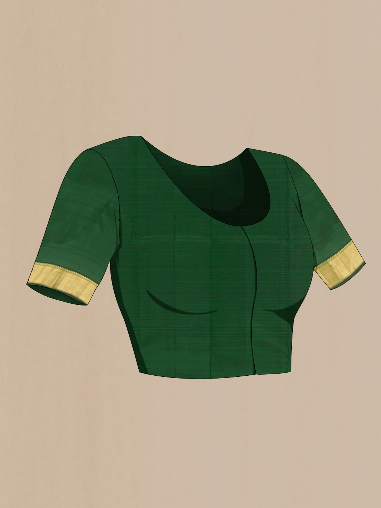 Pure Silk Pure Zari Green Kanjivaram Saree - Image 4