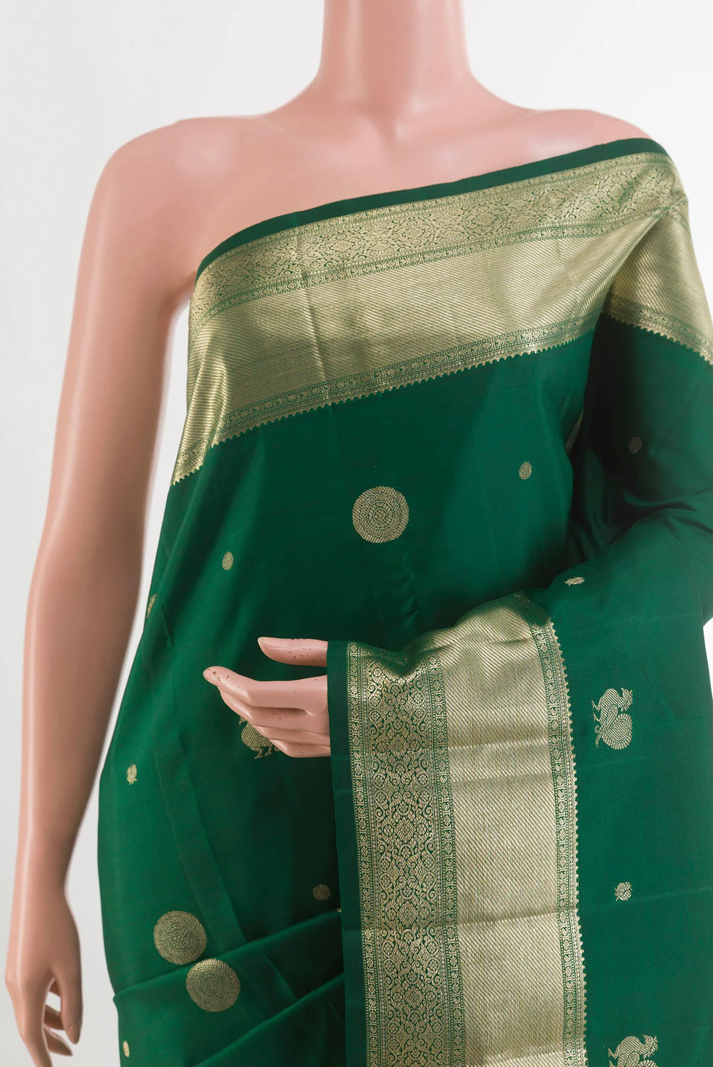 Bottle Green Kanjivaram Silk Saree - Image 2