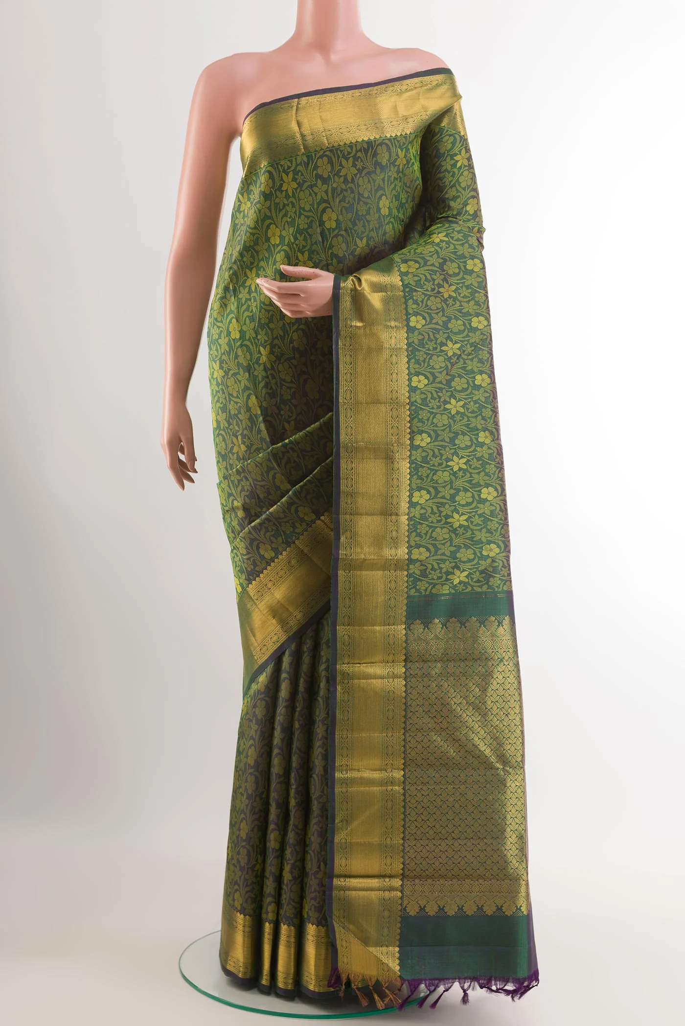 Bottle Green Kanjivaram Silk Saree