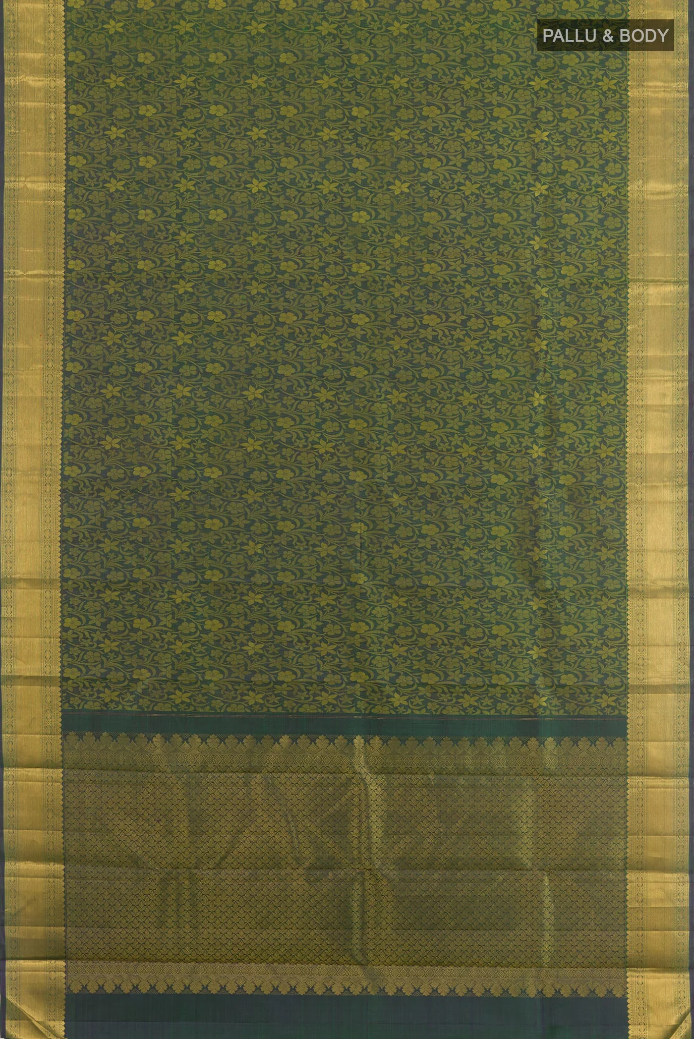 Bottle Green Kanjivaram Silk Saree - Image 3