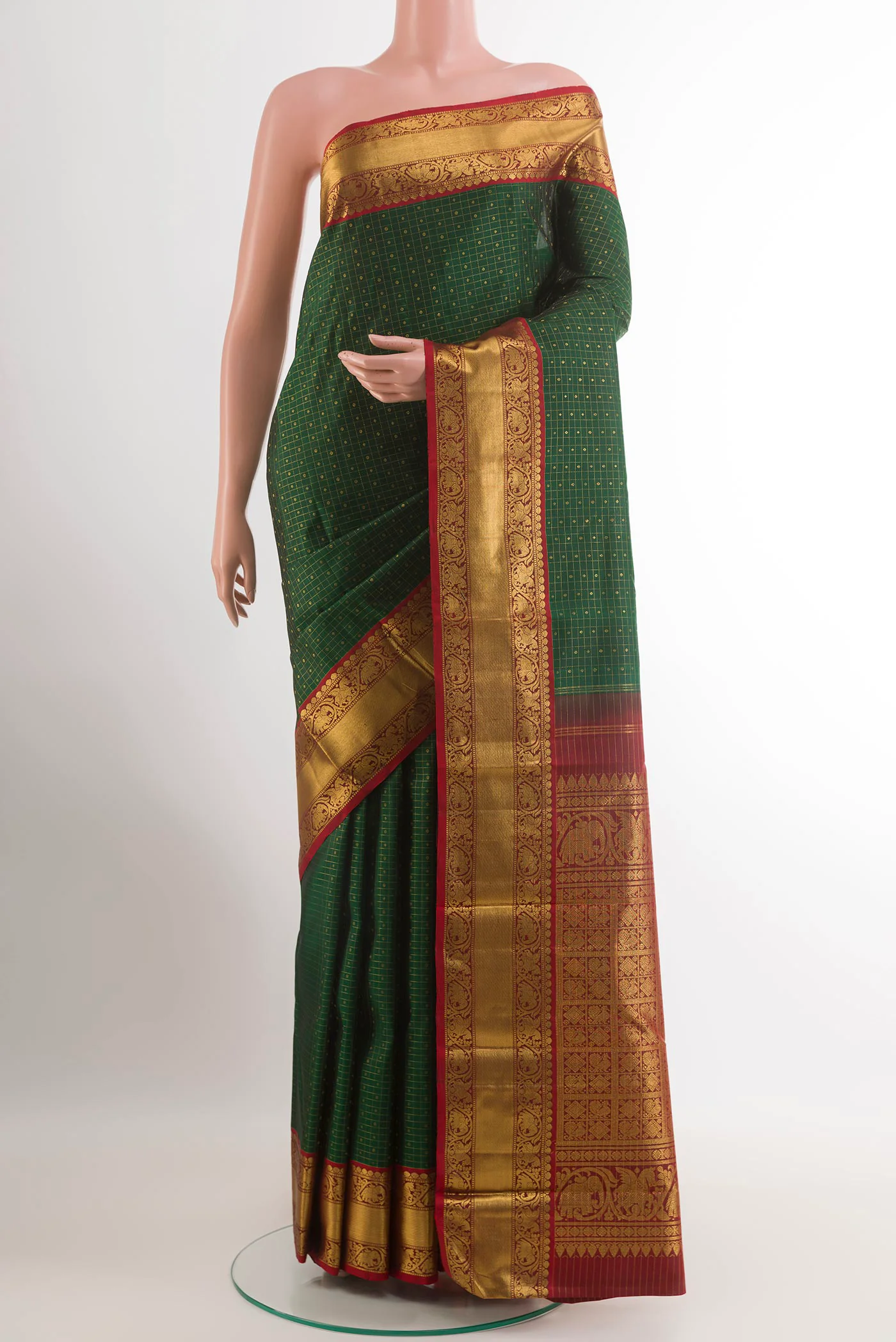 Bottle Green Kanjivaram Silk Saree