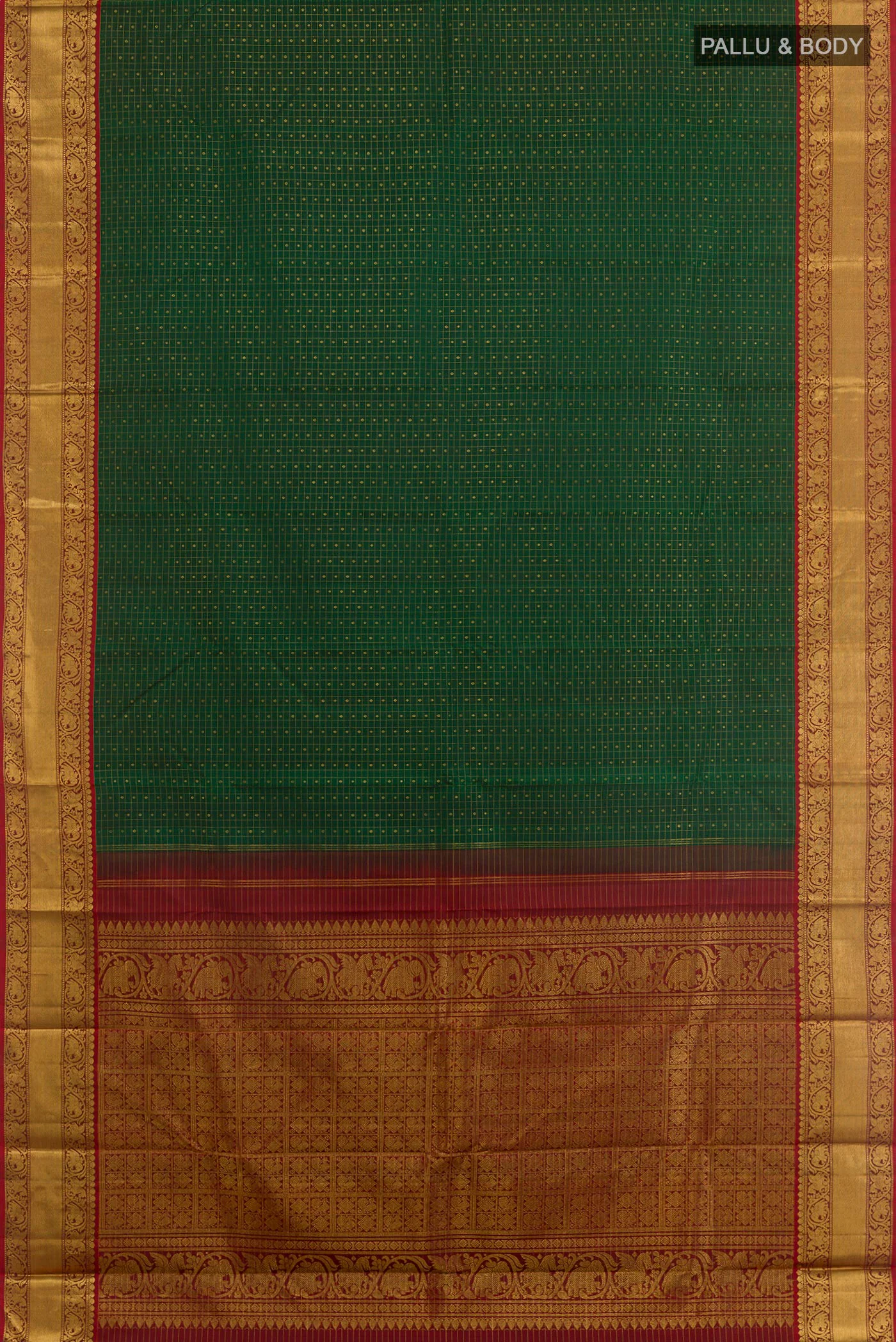 Bottle Green Kanjivaram Silk Saree - Image 3