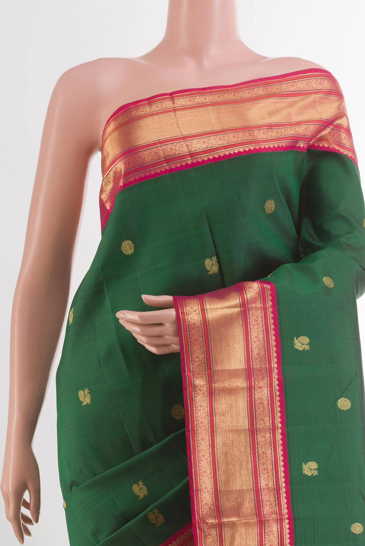 Bottle Green Kanjivaram Silk Saree - Image 2