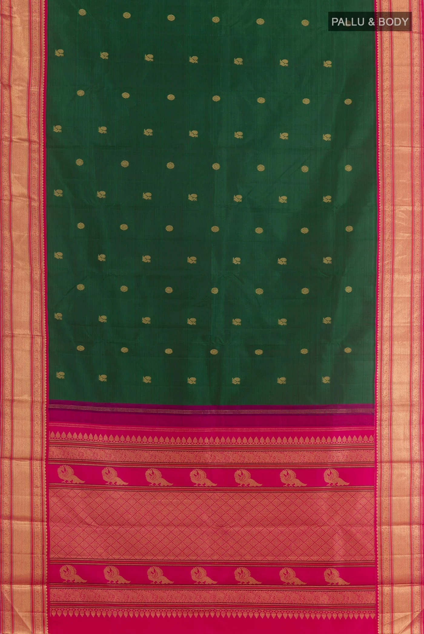 Bottle Green Kanjivaram Silk Saree - Image 5