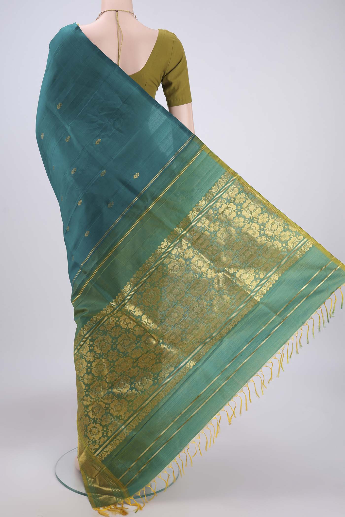 Blue Kanjivaram Silk Saree - Image 3